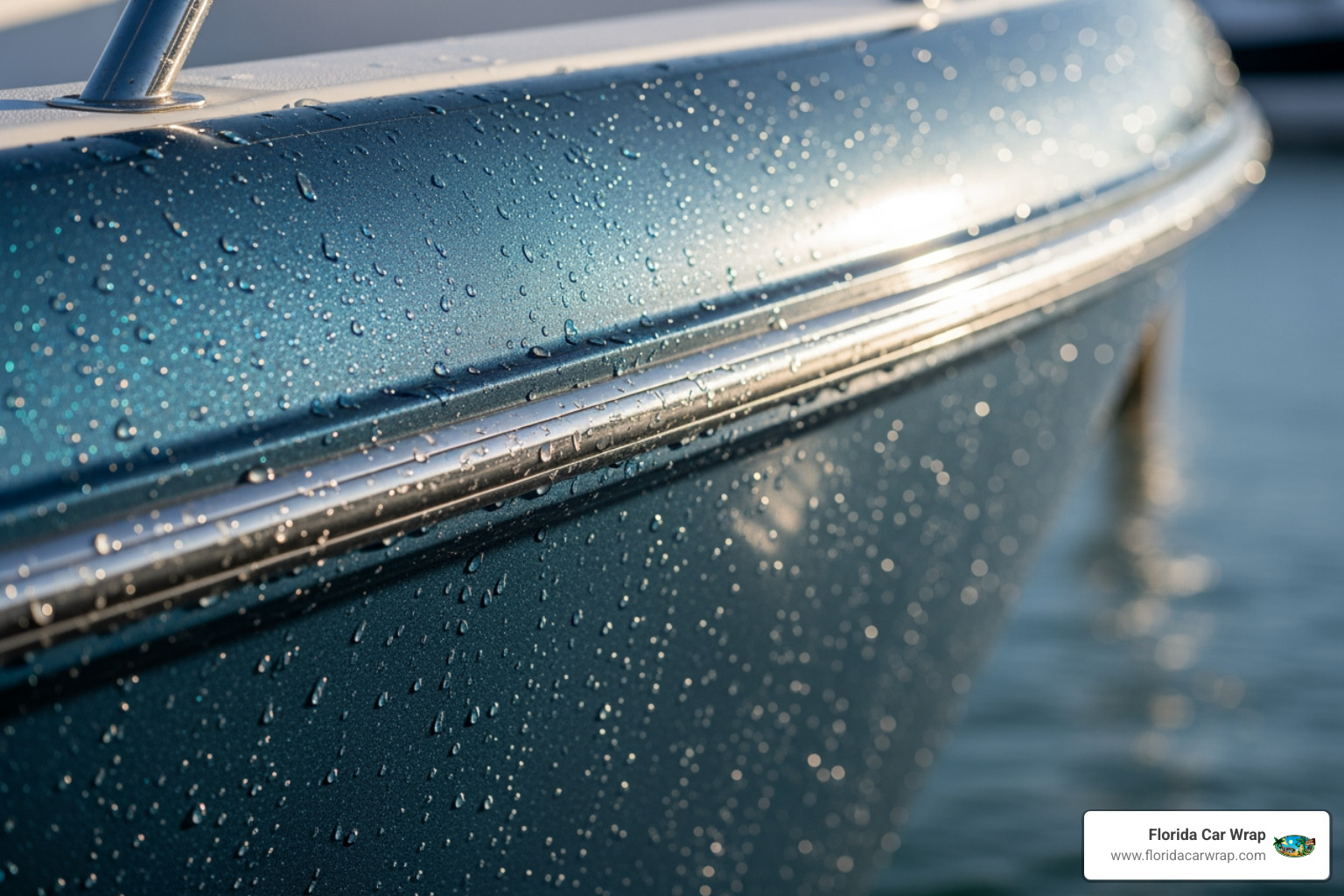 boat hull showing a vinyl wrap protecting against marine elements - boat wraps Miami