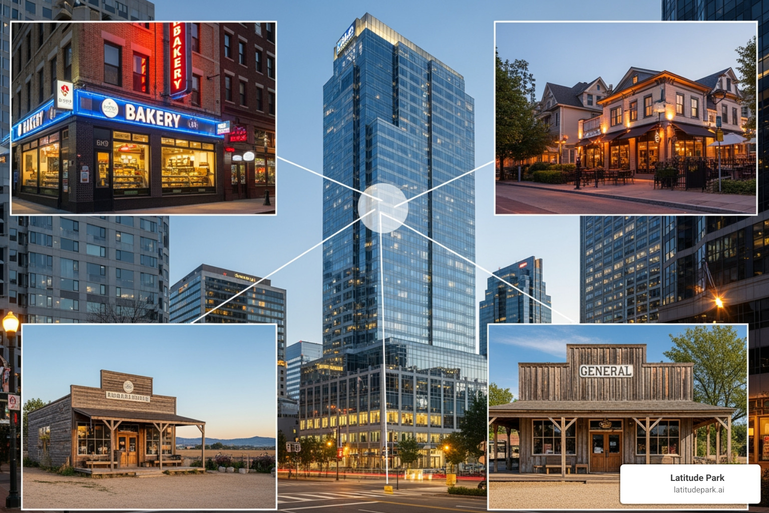 A diagram showing a central franchisor hub connected to multiple franchisee locations, each with unique local market characteristics. - digital marketing agency for franchises