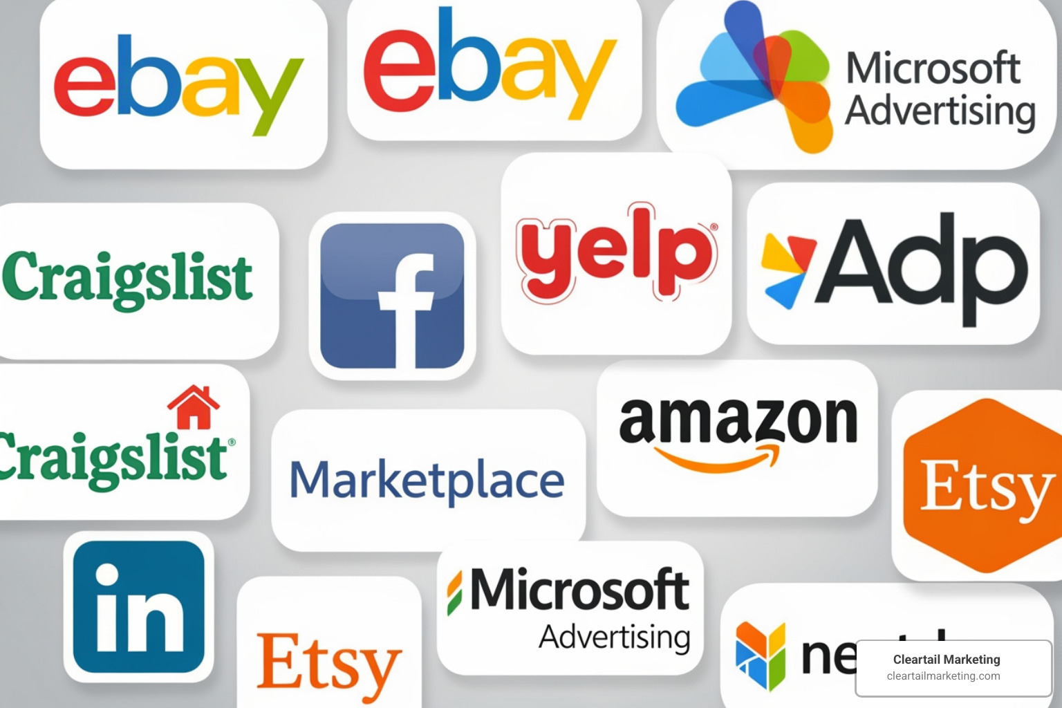 LOGOS OF VARIOUS AD POSTING PLATFORMS - POSTING AN AD