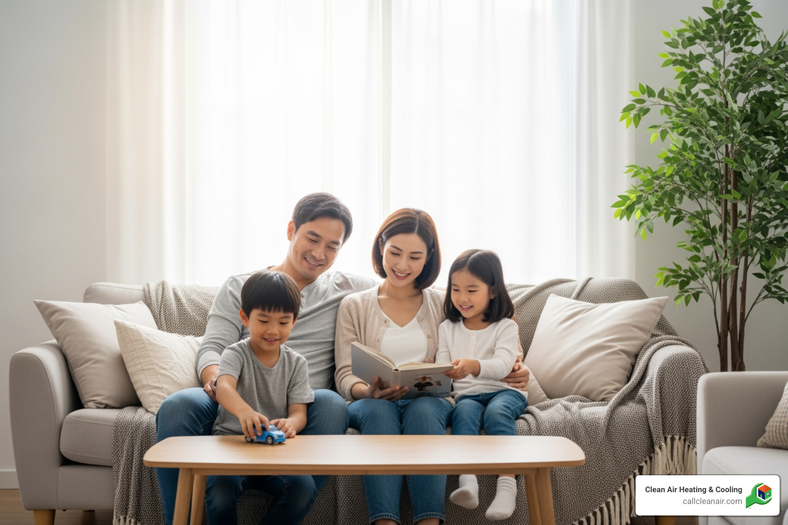 family breathing easily in a comfortable home - duct cleaning and sealing