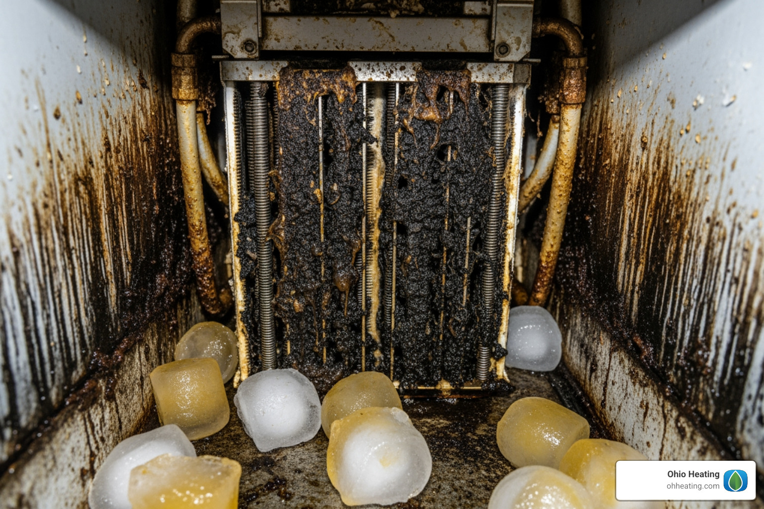 dirty moldy ice machine interior - ice machine maintenance