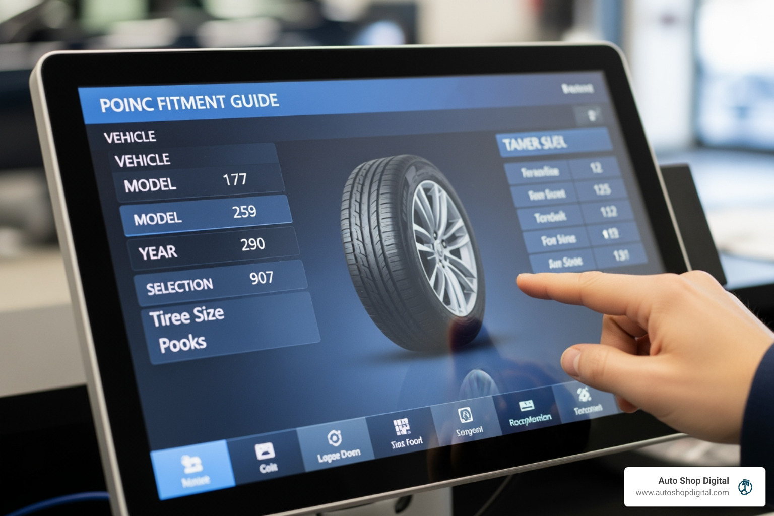 Tire fitment guide interface within a POS - tire shop POS Tire fitment guide interface within a POS - tire shop POS