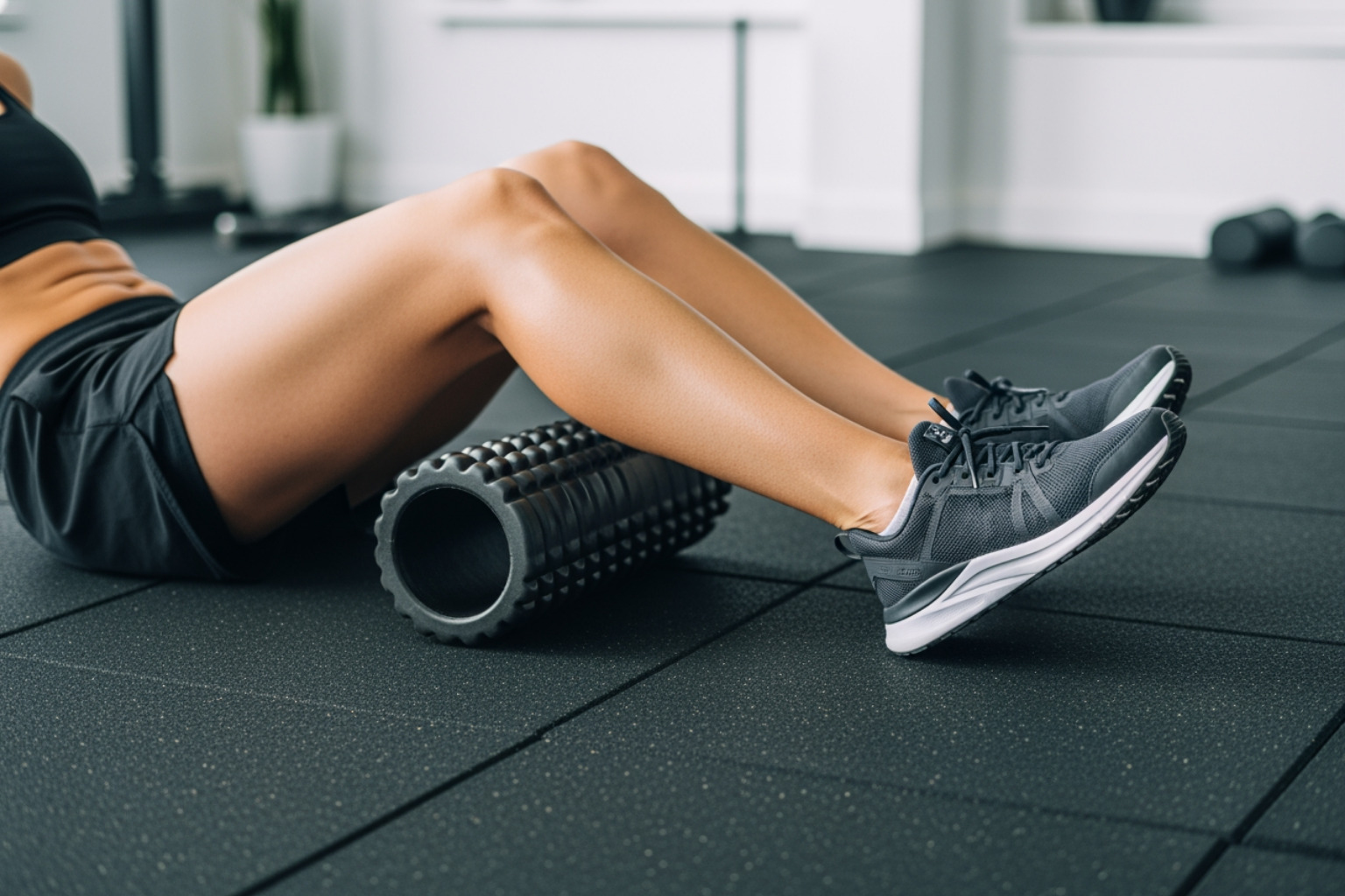 someone using a foam roller on their leg - sore muscles from working out someone using a foam roller on their leg - sore muscles from working out