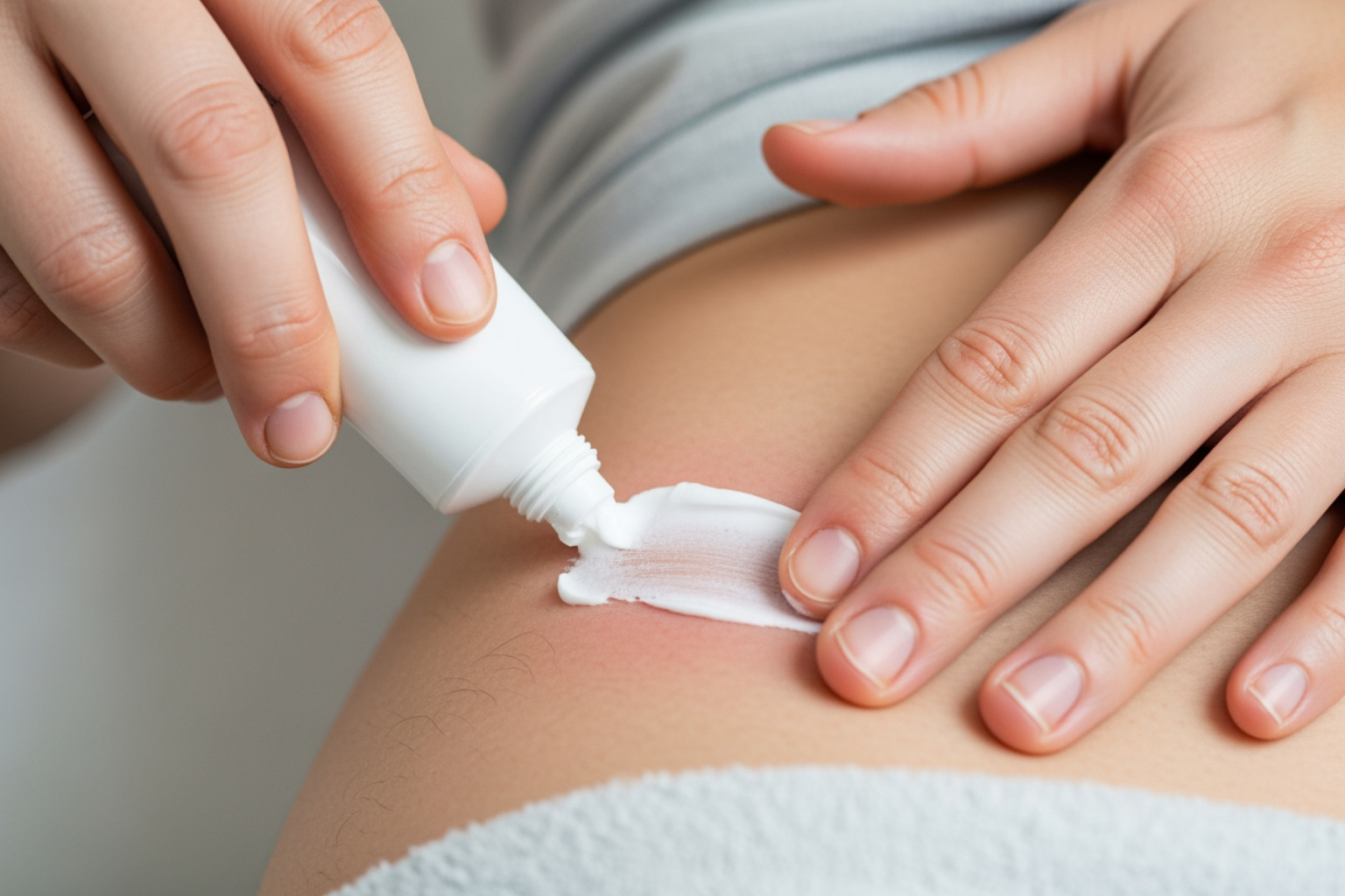 Applying topical pain relief cream - psoas muscle pain relief