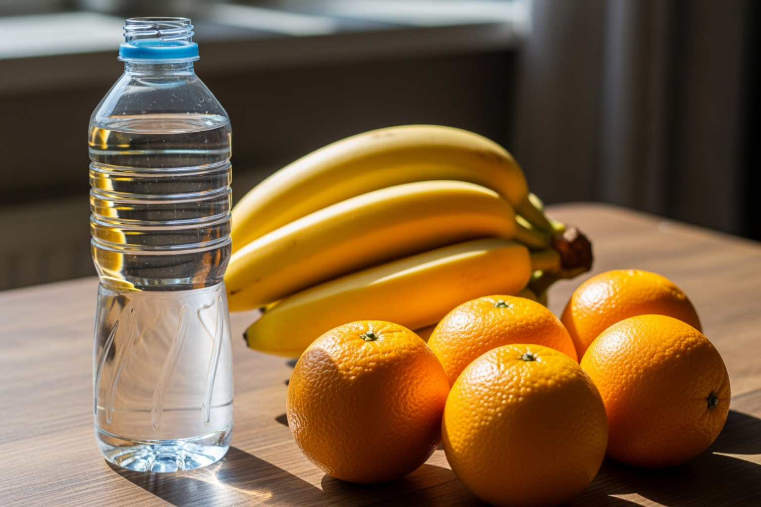 water bottle and electrolyte-rich fruits like bananas and oranges - cramps after workout water bottle and electrolyte-rich fruits like bananas and oranges - cramps after workout