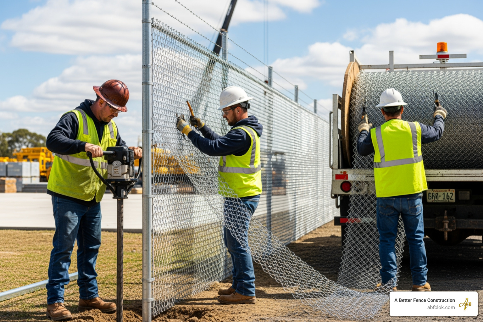 a team professionally installing a commercial chain-link fence - fence and gate companies near me a team professionally installing a commercial chain-link fence - fence and gate companies near me