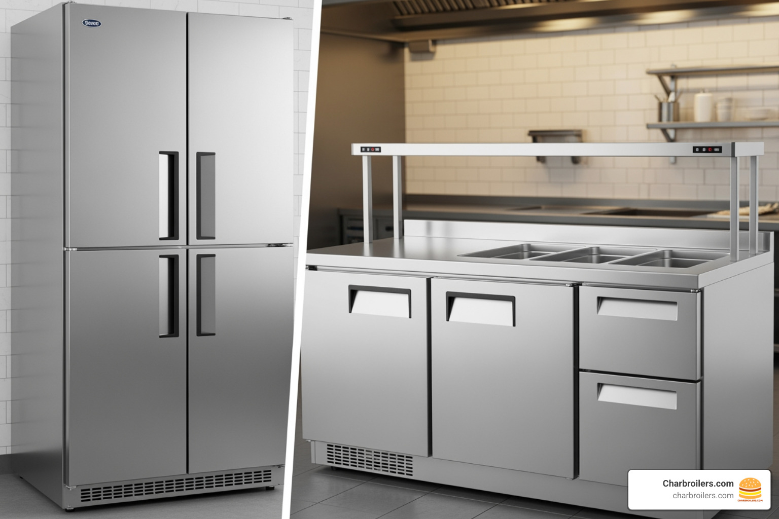side-by-side comparison of a reach-in, an undercounter, and a worktop refrigerator freezer - commercial stainless steel refrigerator freezer side-by-side comparison of a reach-in, an undercounter, and a worktop refrigerator freezer - commercial stainless steel refrigerator freezer