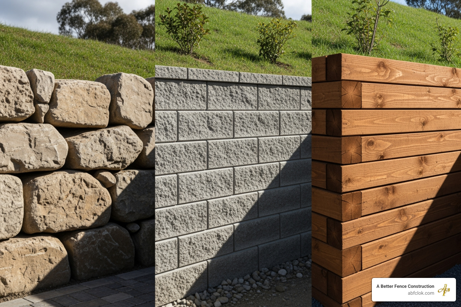 side-by-side comparison of armour stone, concrete block, and wood retaining walls - armour stone retaining wall cost side-by-side comparison of armour stone, concrete block, and wood retaining walls - armour stone retaining wall cost