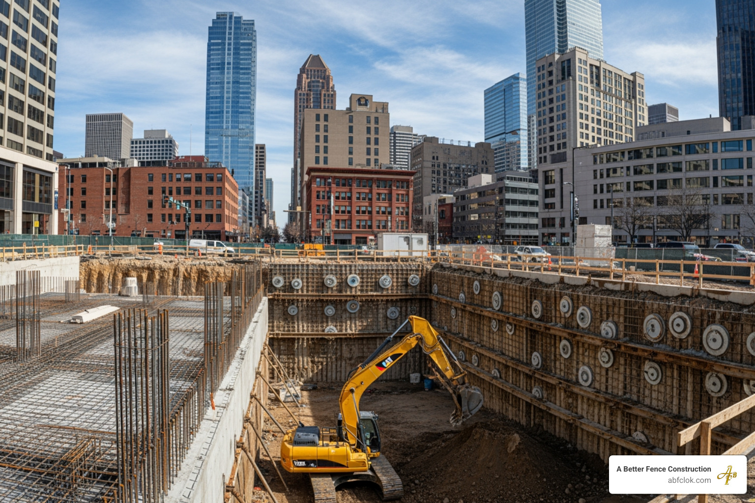 A soil nail wall used for a commercial building excavation - soil nail wall contractors A soil nail wall used for a commercial building excavation - soil nail wall contractors