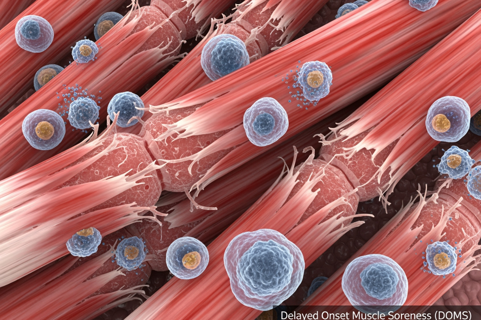 muscle fibers with micro-tears and inflammation - sore arms after gym muscle fibers with micro-tears and inflammation - sore arms after gym