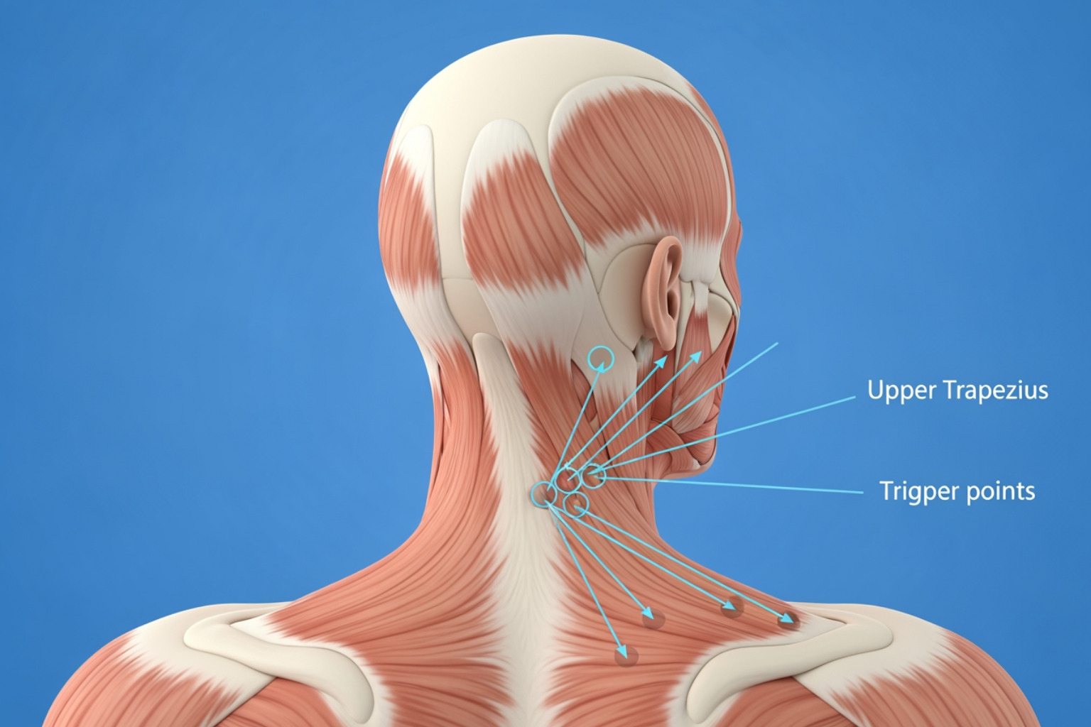 referred pain patterns from trapezius trigger points to the neck and head - pain in upper trapezius referred pain patterns from trapezius trigger points to the neck and head - pain in upper trapezius