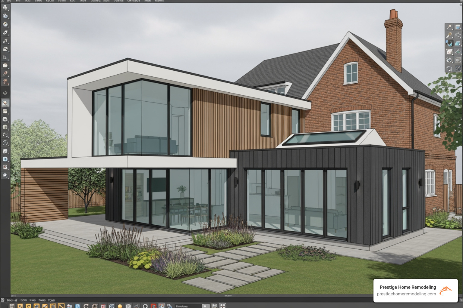 CAD rendering of a home addition - modular home addition maryland