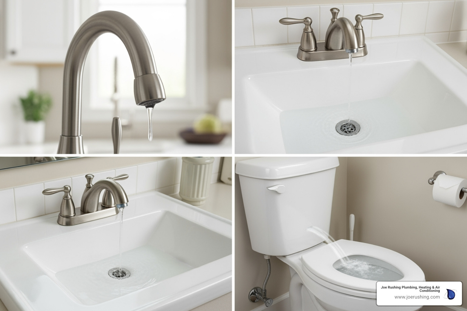 Infographic showing the top 5 most common plumbing issues in Lubbock homes including leaky faucets dripping water and wasting money, clogged drains from hair and soap buildup, running toilets increasing water bills, water heater failures leaving families without hot water, and low water pressure from mineral deposits in West Texas hard water, with icons and brief descriptions of each problem - affordable plumbing repairs in lubbock, tx