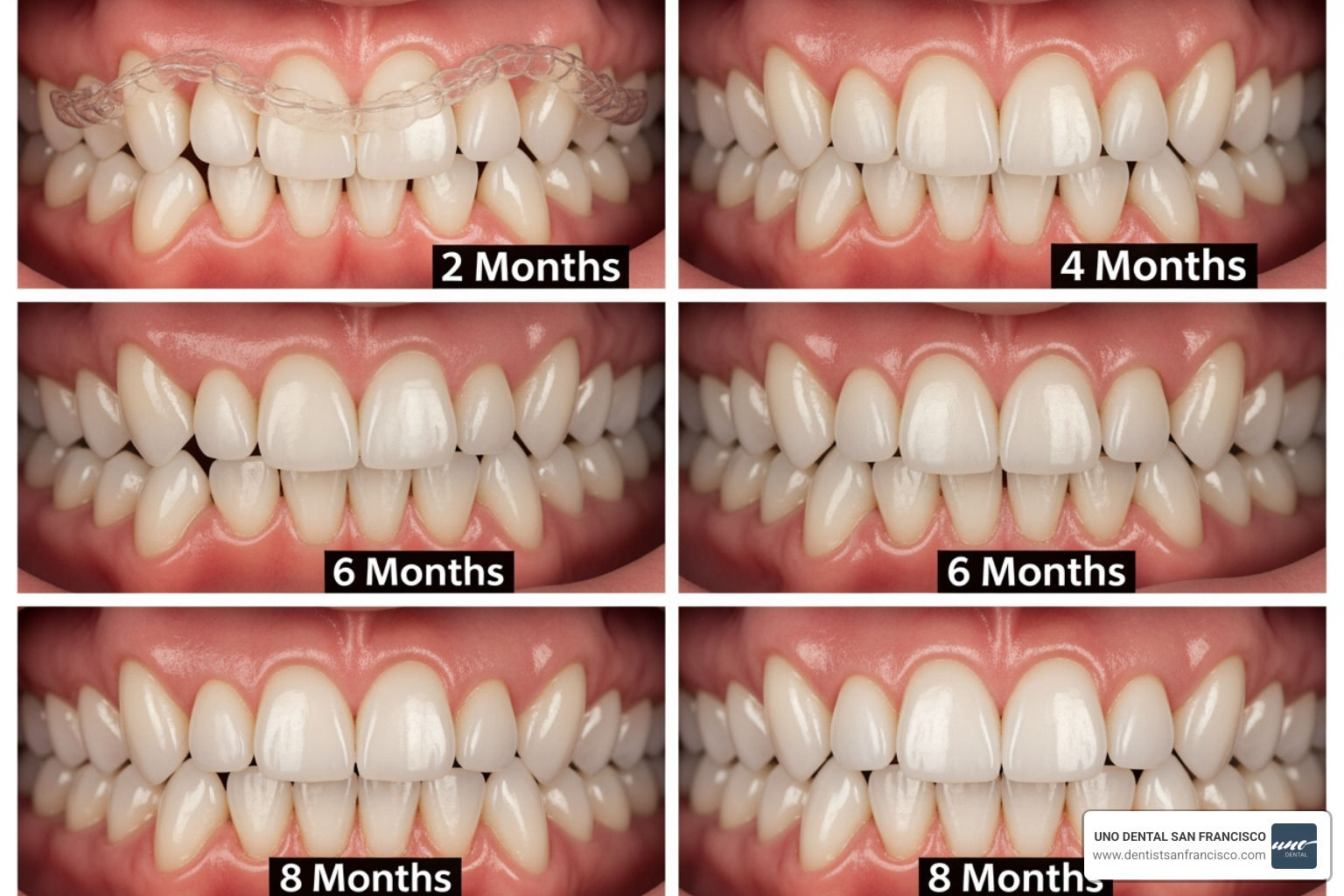 Progression of teeth straightening with Invisalign aligners - invisalign dentist San Francisco Progression of teeth straightening with Invisalign aligners - invisalign dentist San Francisco