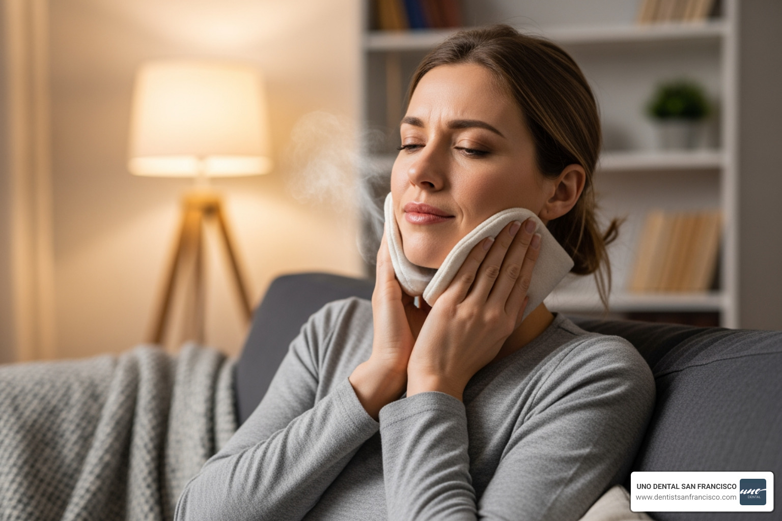 person applying warm compress to jaw - TMJ disorder treatment person applying warm compress to jaw - TMJ disorder treatment