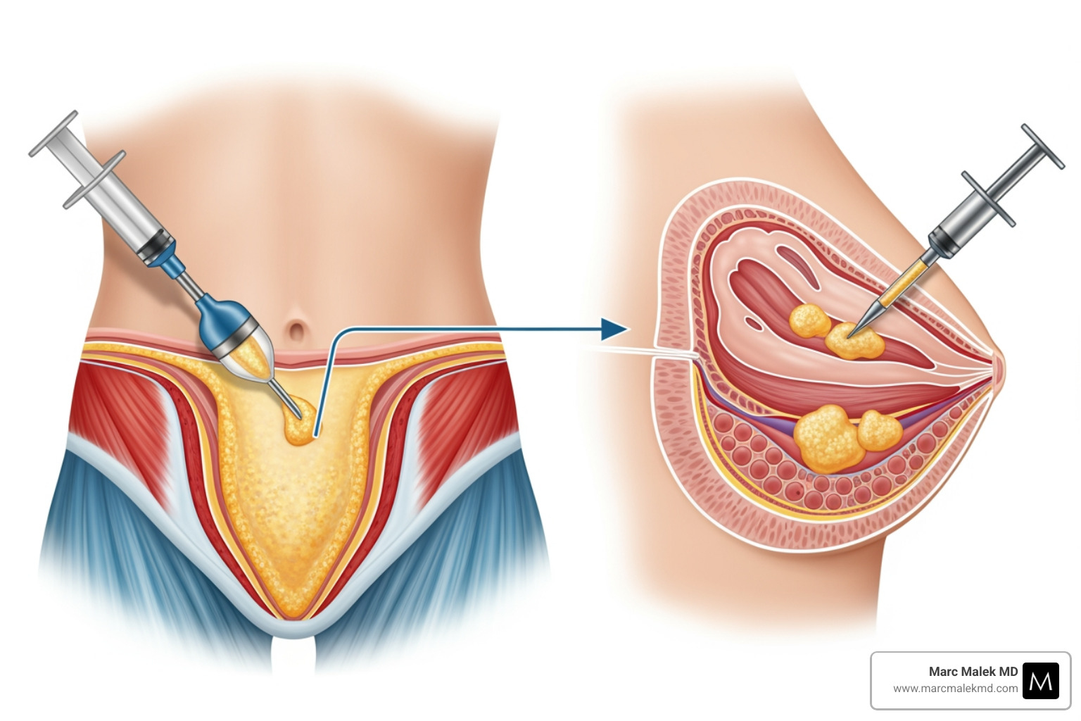 illustration of fat transfer process from abdomen to breast - plastic surgery of the breast illustration of fat transfer process from abdomen to breast - plastic surgery of the breast