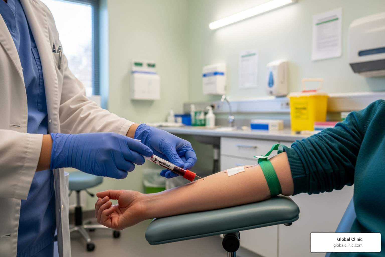 Medical professional drawing blood from a patient's arm - are prf injections safe