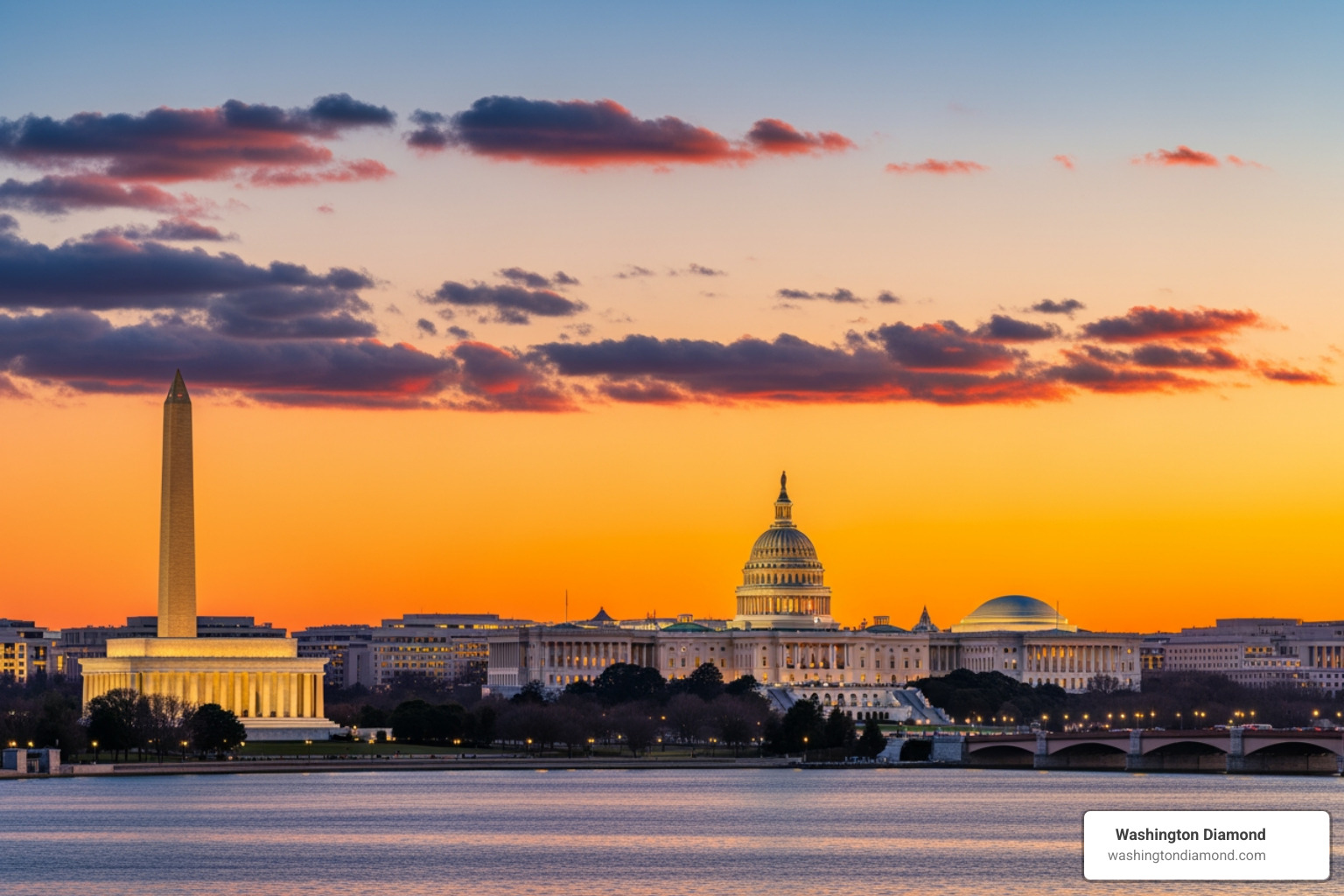 Washington D.C. skyline at sunset - dc jewelry