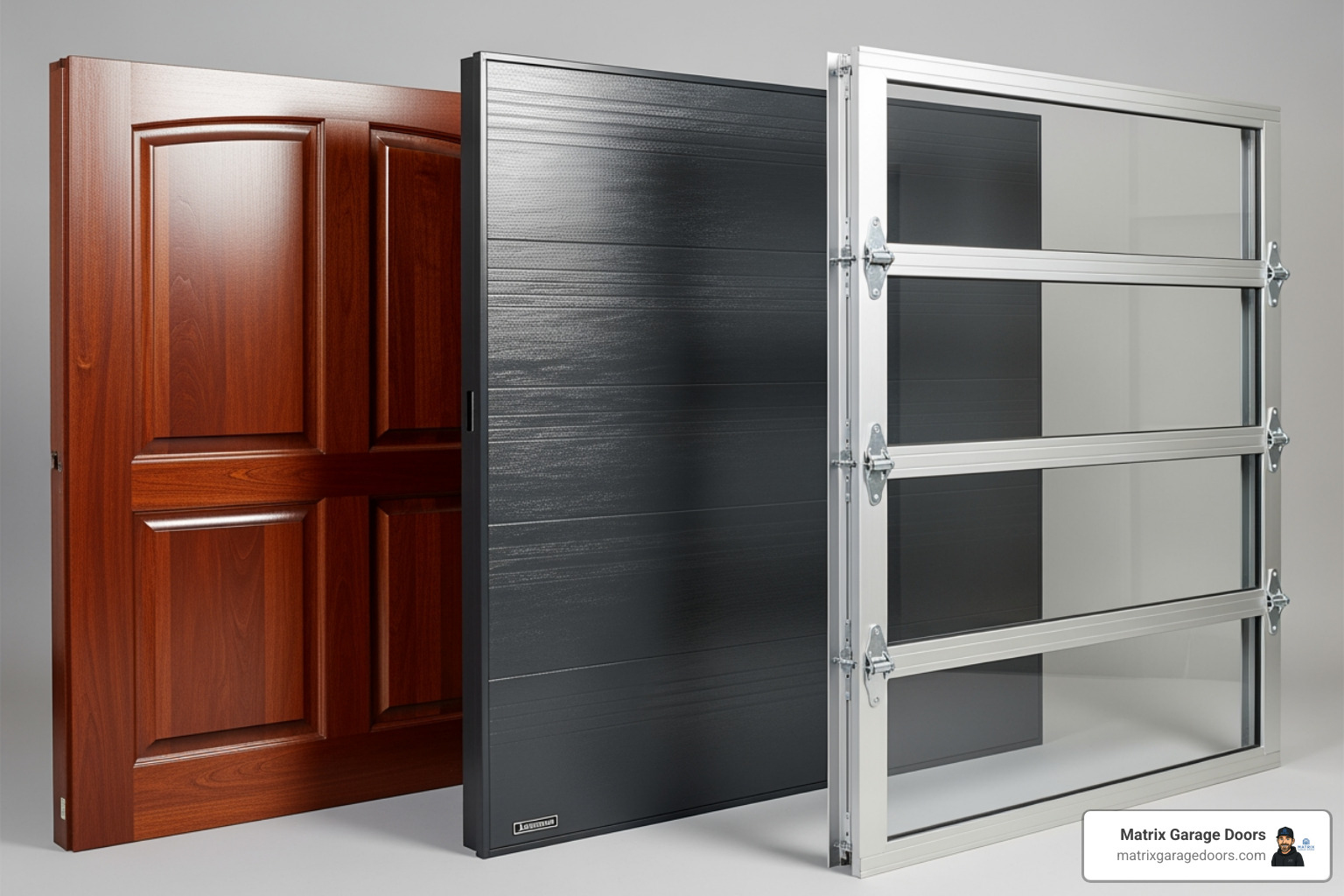 different garage door materials like wood, steel, and aluminum side-by-side - garage door service prices different garage door materials like wood, steel, and aluminum side-by-side - garage door service prices