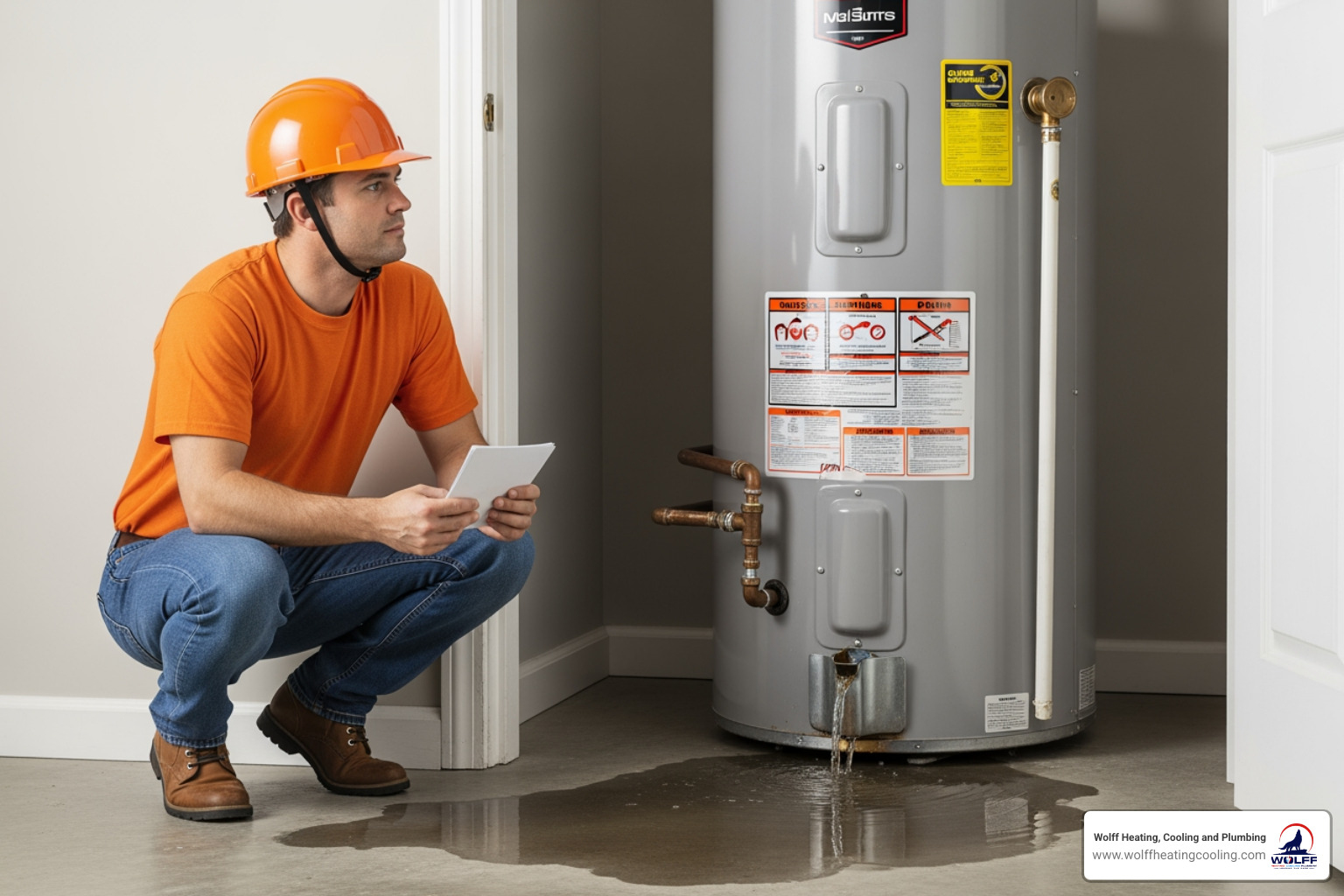 Infographic showing 5 critical warning signs your water heater needs immediate professional service: 1. Complete loss of hot water 2. Water pooling or leaking around base 3. Loud popping or banging sounds 4. Rotten egg or sulfur smell 5. Rusty or brown-colored hot water. Each sign includes simple icon and brief explanation of why it requires urgent attention. - 24 hour water heater maintenance in albuquerque, nm Infographic showing 5 critical warning signs your water heater needs immediate professional service: 1. Complete loss of hot water 2. Water pooling or leaking around base 3. Loud popping or banging sounds 4. Rotten egg or sulfur smell 5. Rusty or brown-colored hot water. Each sign includes simple icon and brief explanation of why it requires urgent attention. - 24 hour water heater maintenance in albuquerque, nm