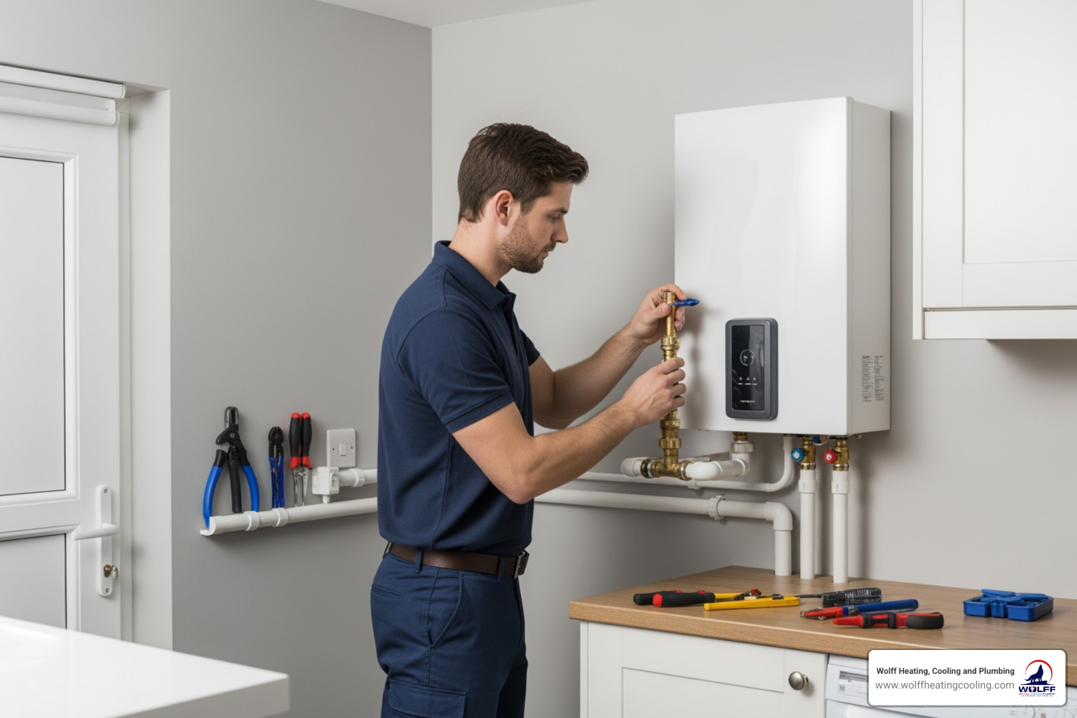 Infographic showing emergency tankless water heater installation process: 1. Emergency call received 24/7, 2. Licensed technician dispatches immediately, 3. Safety inspection and old unit removal, 4. New tankless unit installed to code, 5. System tested and hot water restored same day - emergency tankless water heater installation in albuquerque, nm Infographic showing emergency tankless water heater installation process: 1. Emergency call received 24/7, 2. Licensed technician dispatches immediately, 3. Safety inspection and old unit removal, 4. New tankless unit installed to code, 5. System tested and hot water restored same day - emergency tankless water heater installation in albuquerque, nm