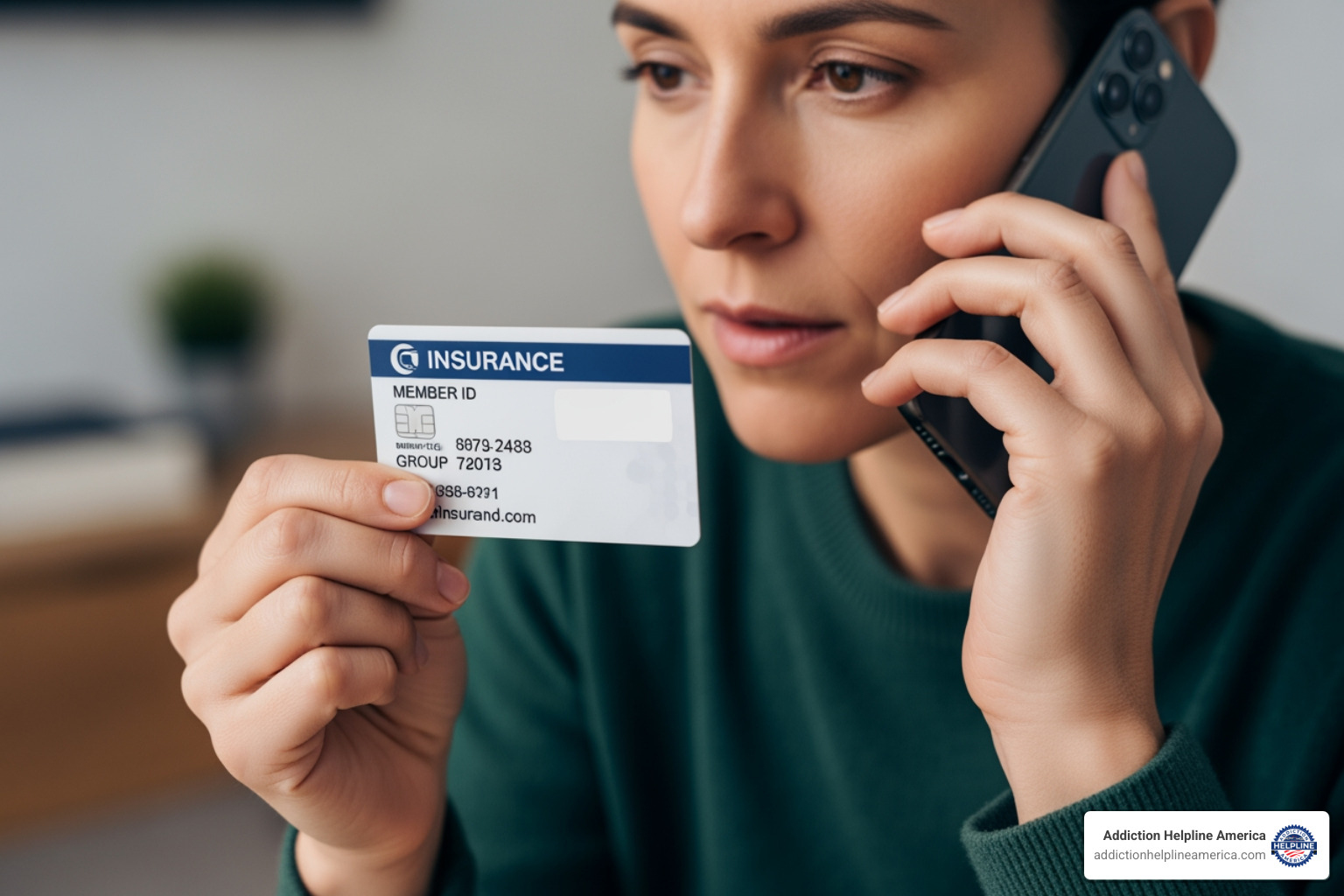 Person on phone with insurance card - Ambetter of Morristown Tennessee Insurance Coverage for Drug and Alcohol Rehab