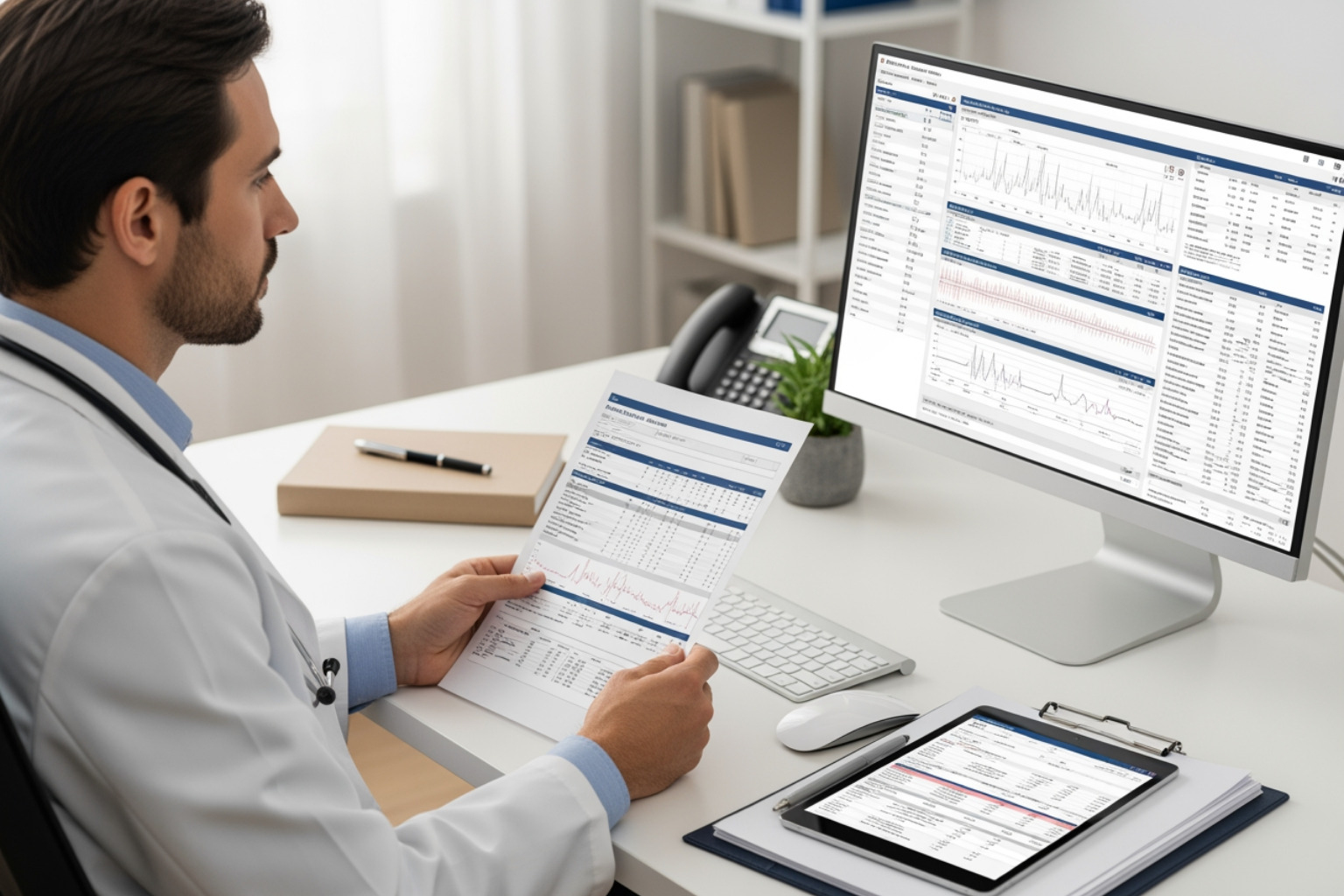 doctor reviewing a patient's blood test results - whole body pain reason
