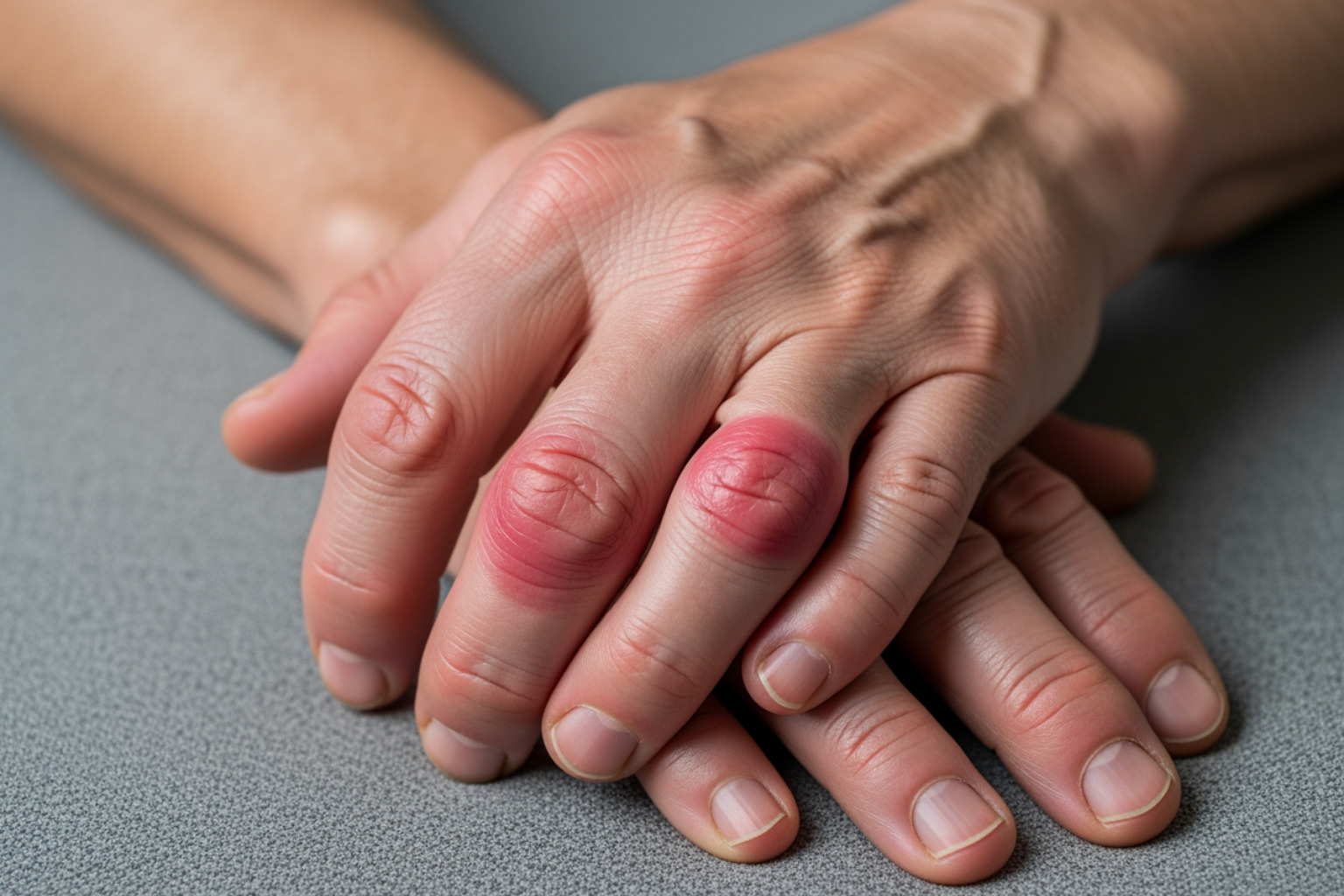 image illustrating inflamed joints in the hands, characteristic of arthritis - whole body pain reason