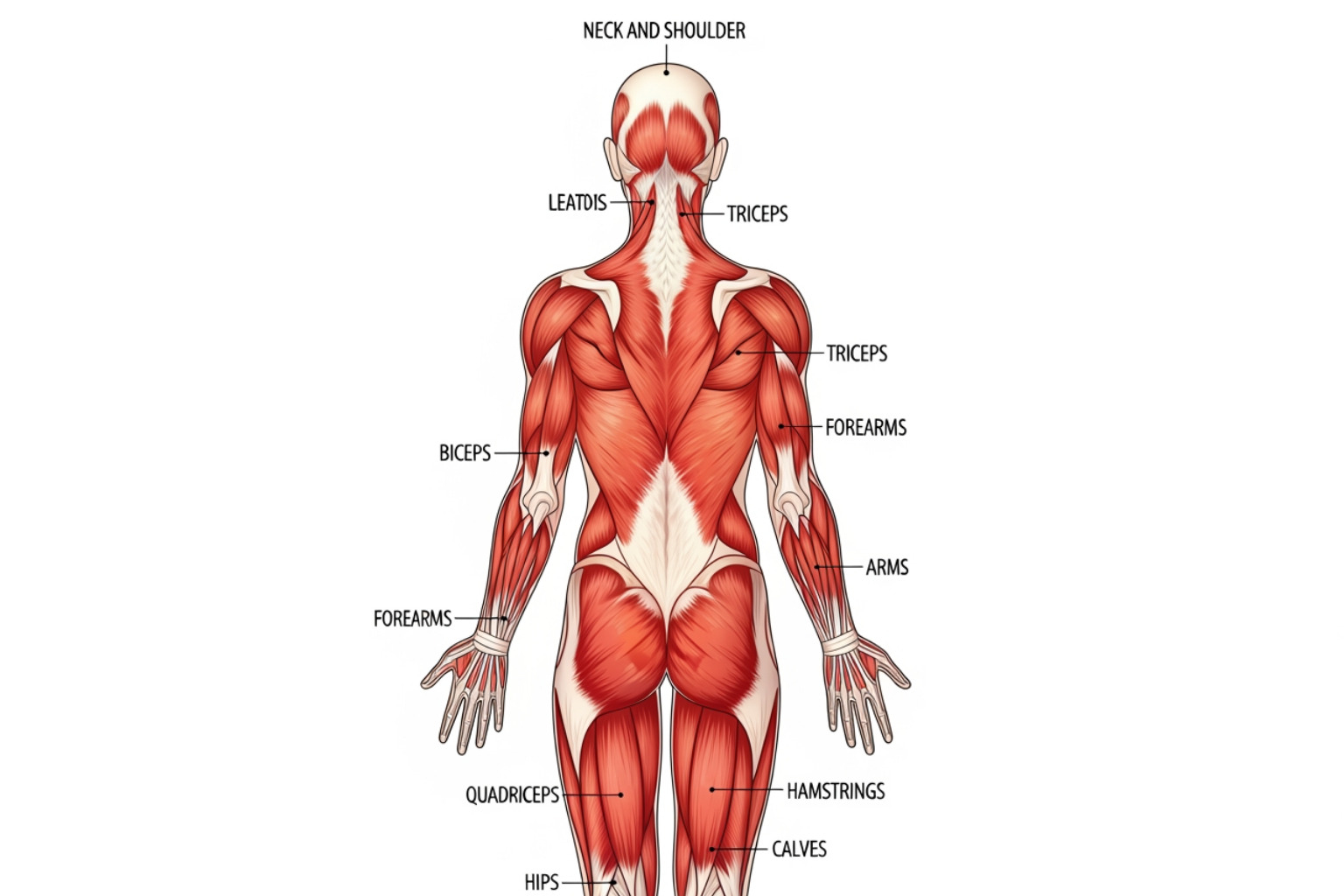 diagram showing common areas of the body affected by widespread aches - whole body muscle aches
