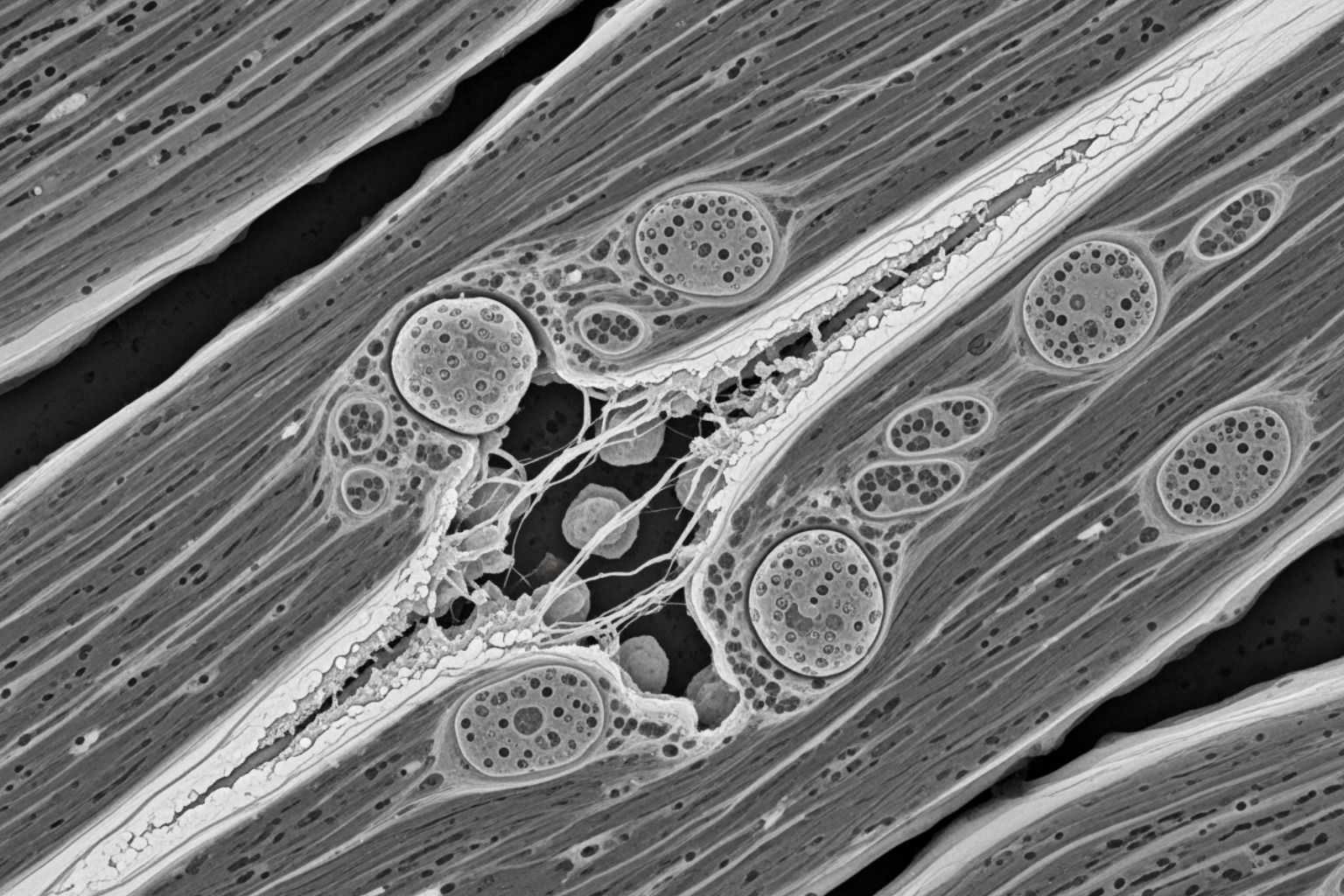 muscle fibers showing micro-tears and repair - post massage soreness