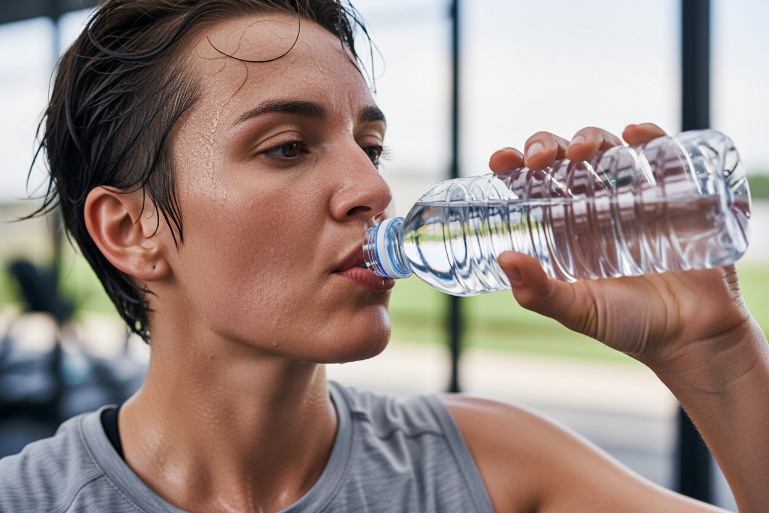 person drinking water after exercise - generalised body pain person drinking water after exercise - generalised body pain
