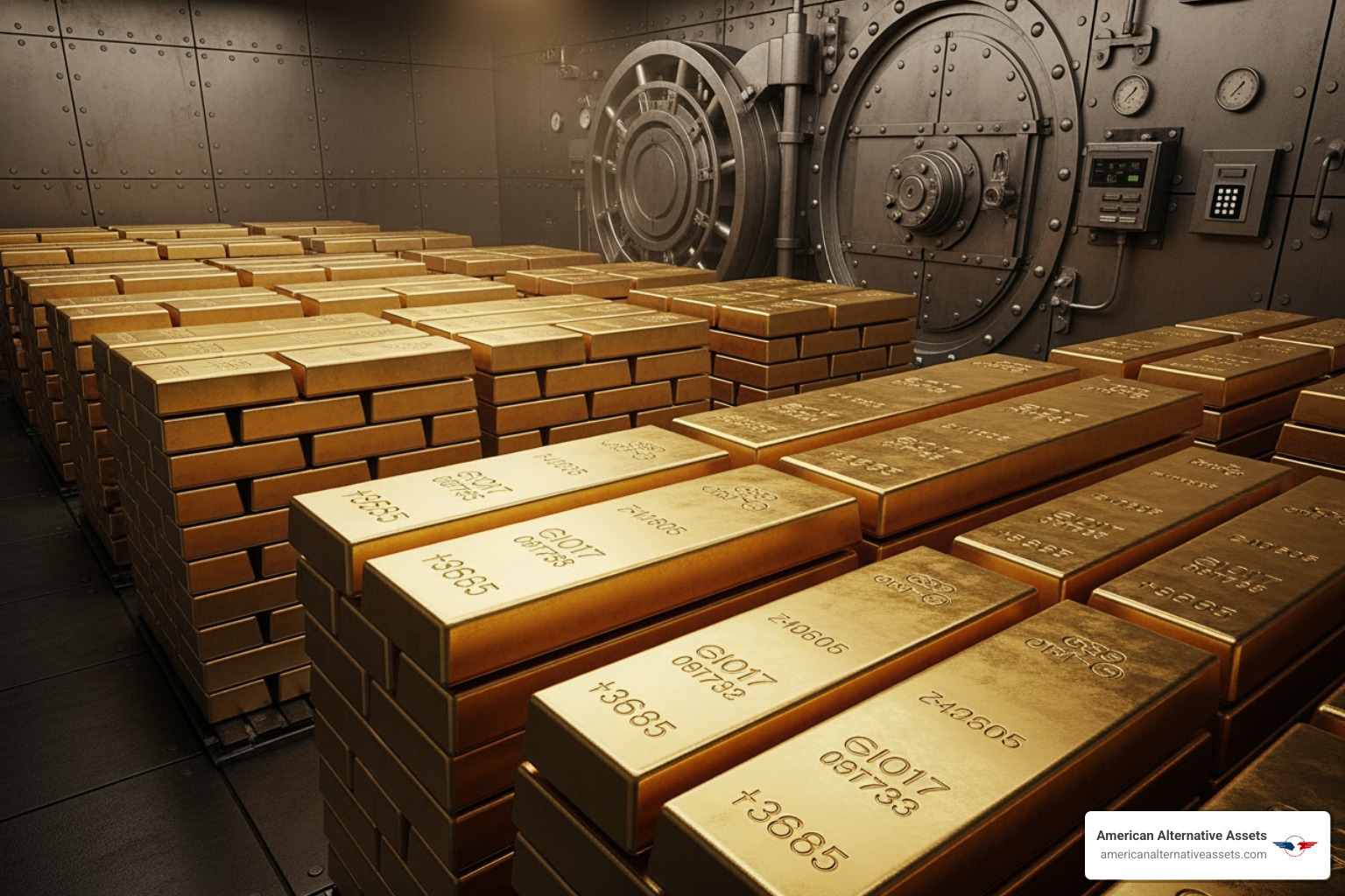 secure vault filled with gold bars - investing in a gold ira