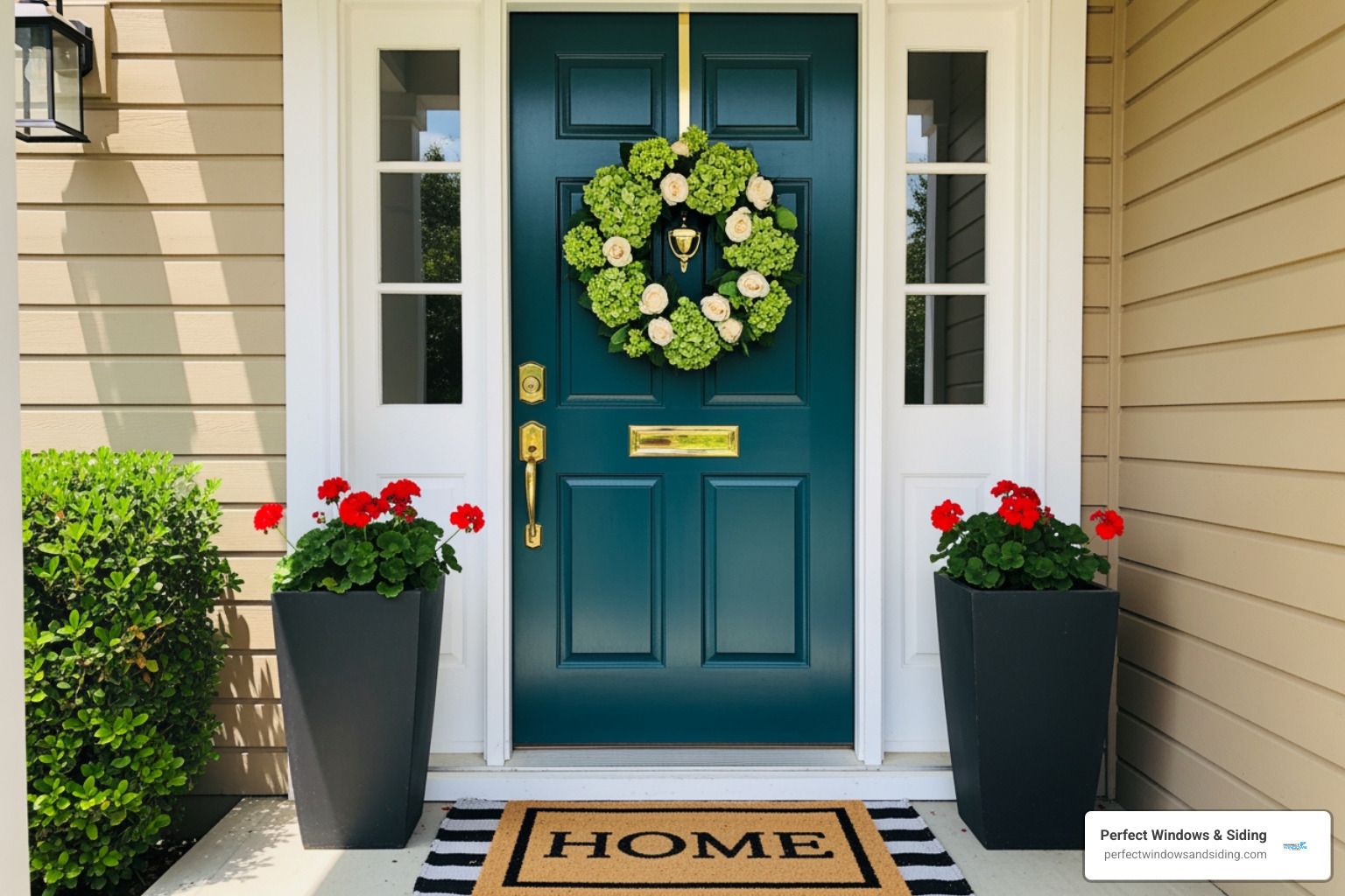 freshly painted front door and clean porch - curb appeal improvement