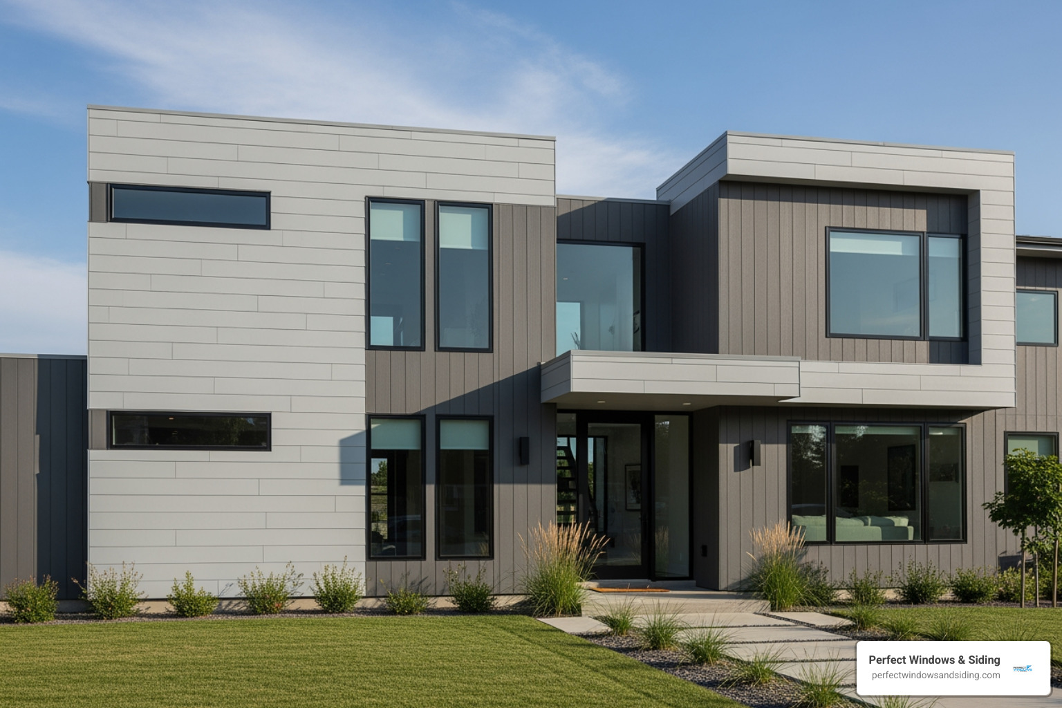 Home with modern fiber cement siding - new siding Chicago