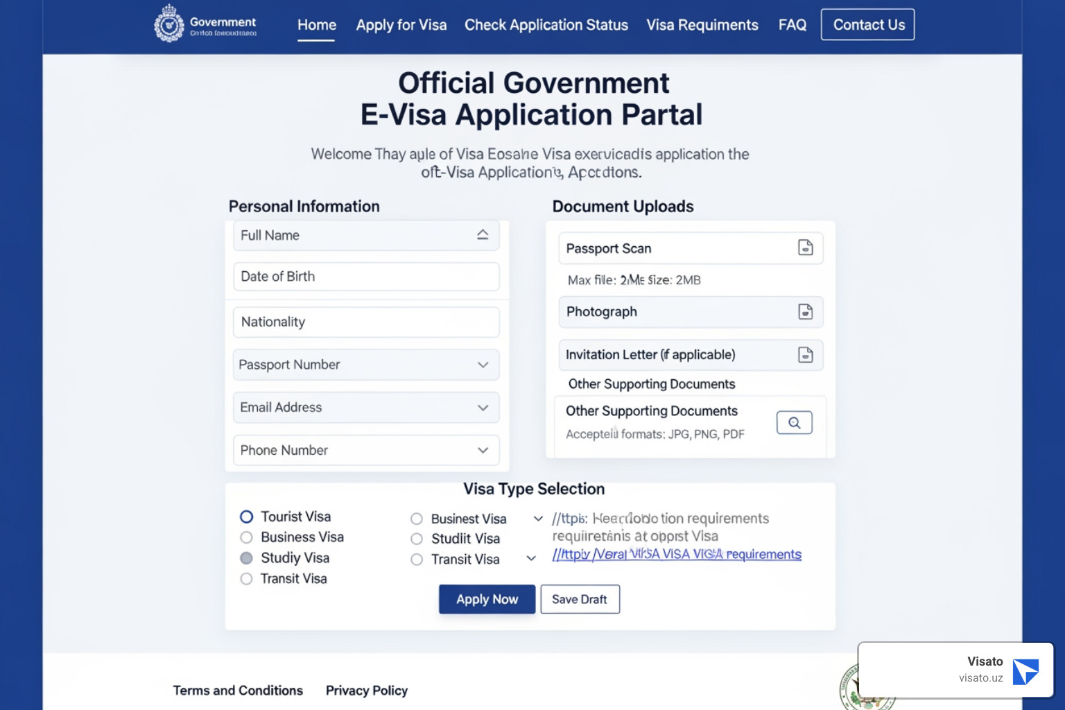 Screenshot of the official Uzbekistan e-visa portal homepage - Cost of Uzbekistan e-visa Screenshot of the official Uzbekistan e-visa portal homepage - Cost of Uzbekistan e-visa