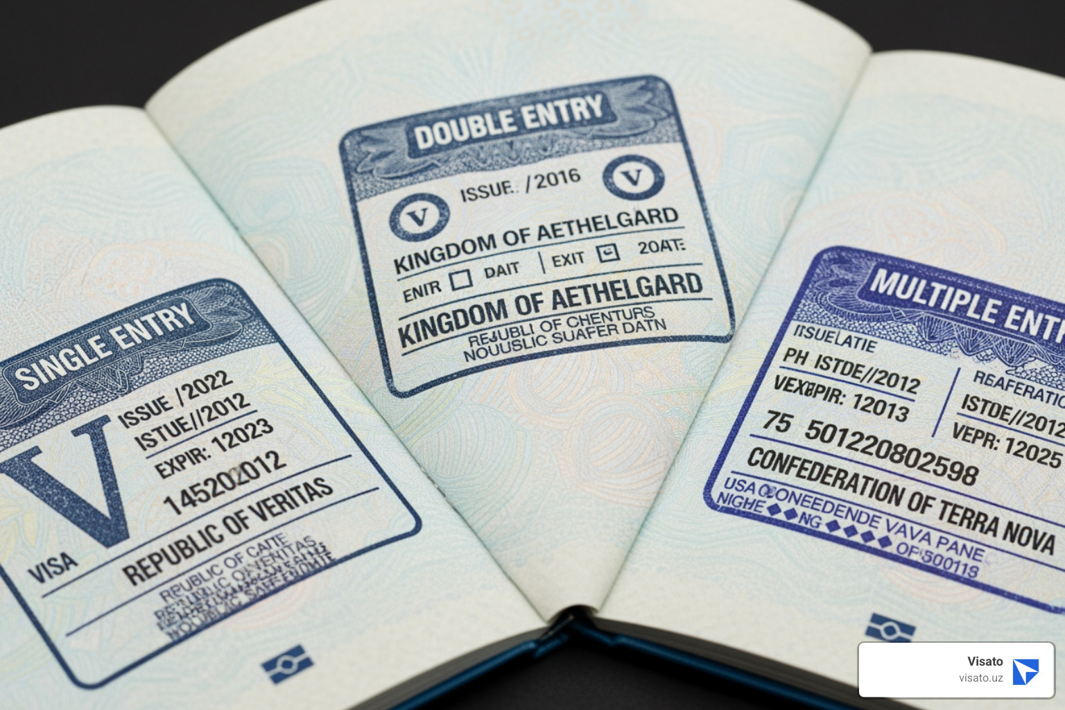 Comparison of single, double, and multiple entry visa stamps - Cost of Uzbekistan e-visa Comparison of single, double, and multiple entry visa stamps - Cost of Uzbekistan e-visa