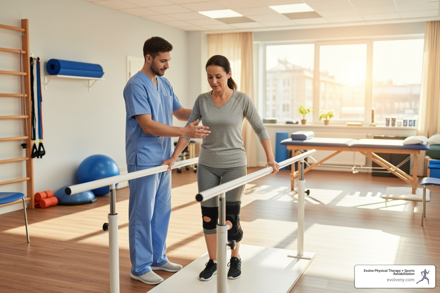 physical therapist assisting post-surgical patient - post-surgical physical therapy