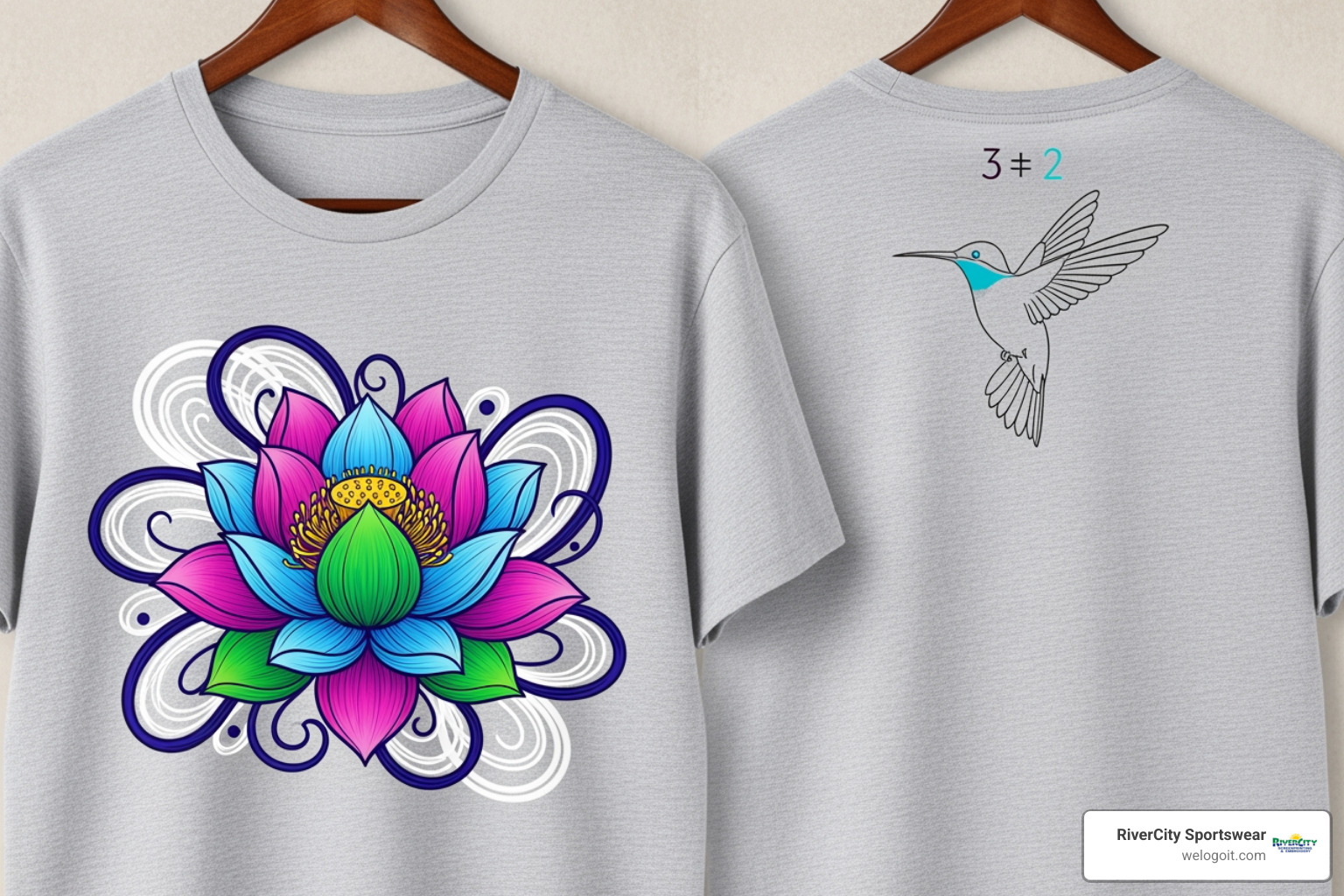 multi-color two-location t-shirt design - austin custom shirts price
