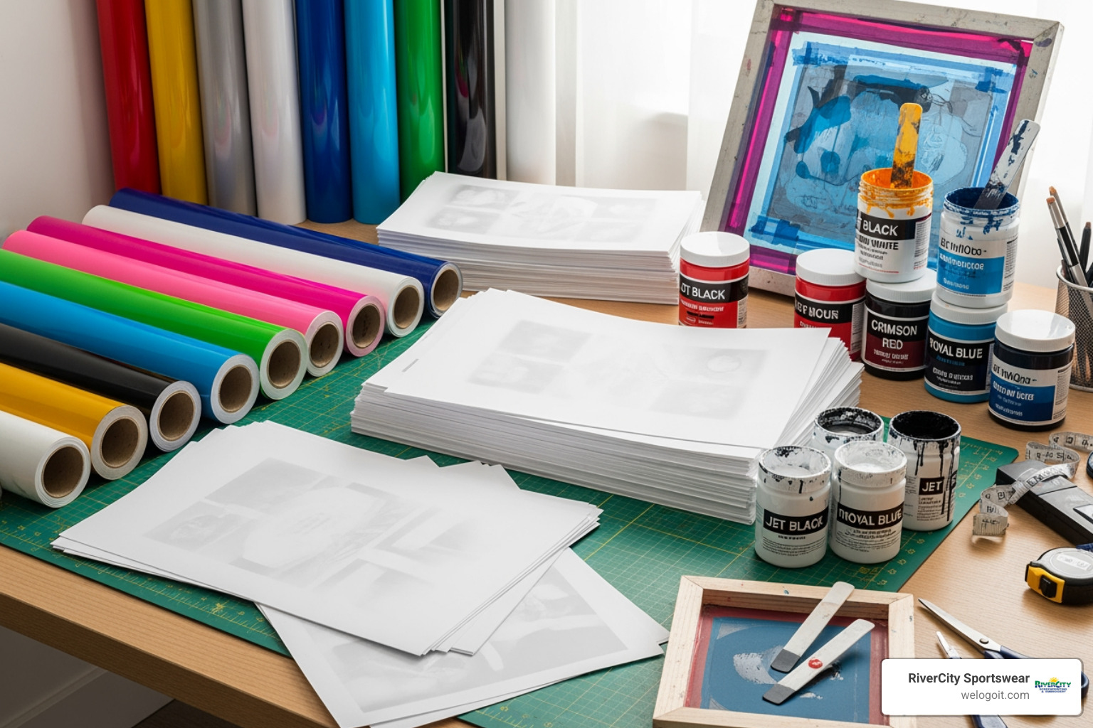 Heat transfer vinyl, sublimation paper, and screen printing ink - tshirt press