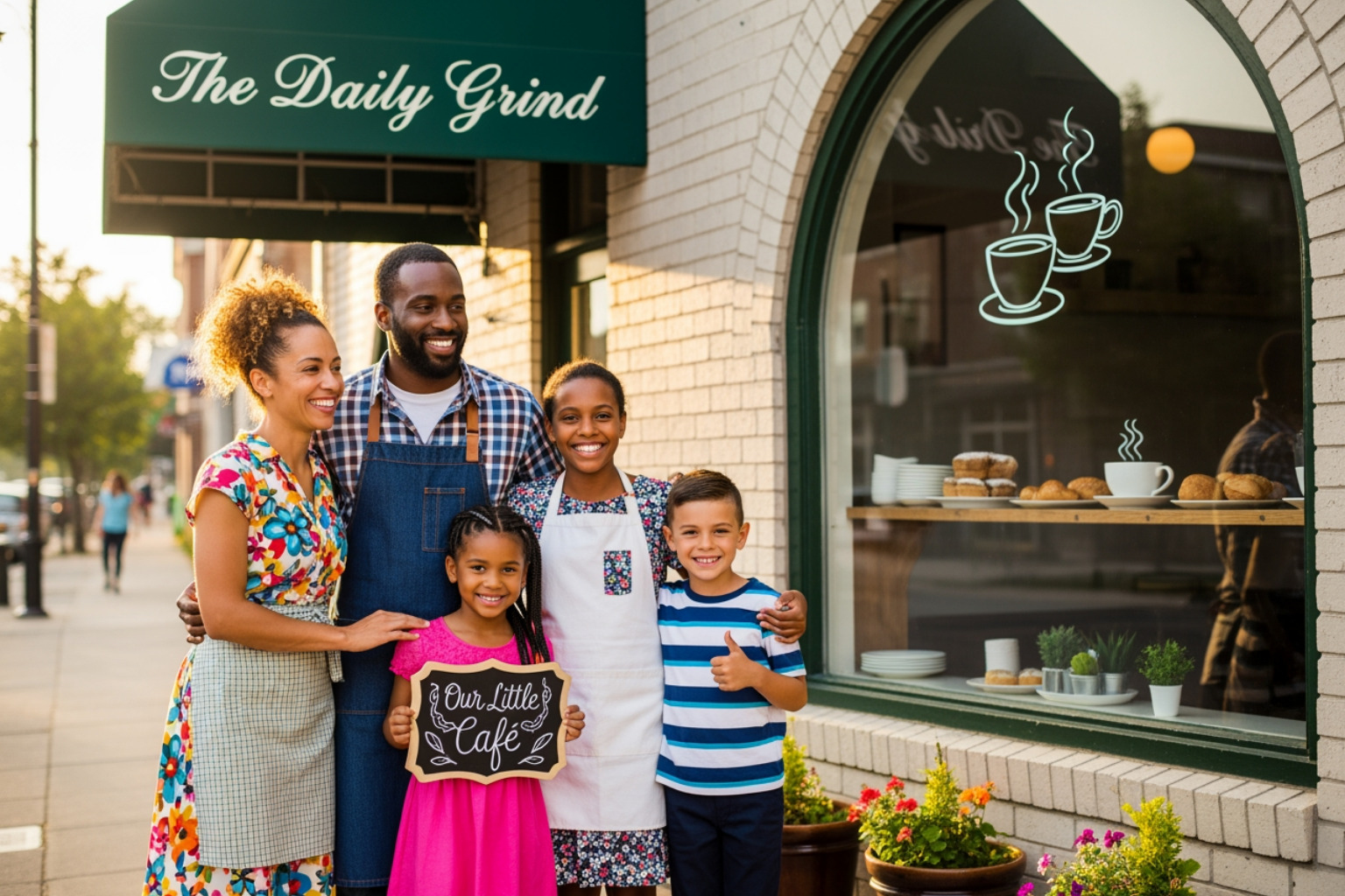 Of A Family Smiling In Front Of Their Small Business - Is Franchising Right For Me Of a family smiling in front of their small business - is franchising right for me