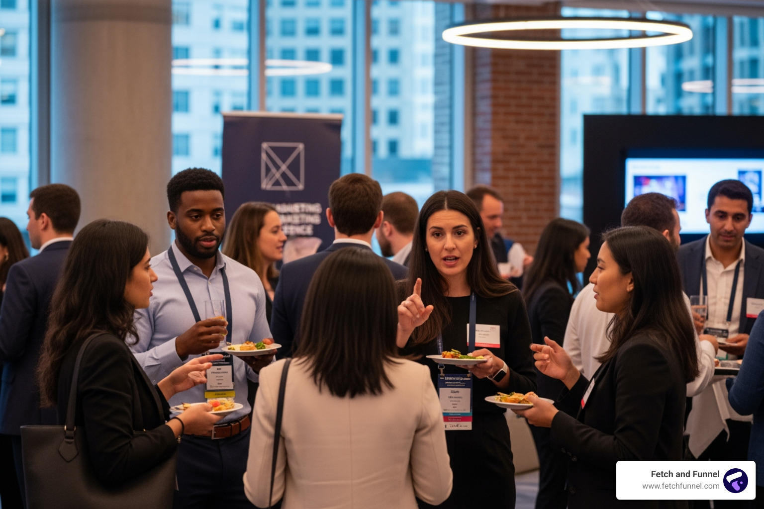 Young professionals networking at a Boston marketing event - Boston marketing management Young professionals networking at a Boston marketing event - Boston marketing management
