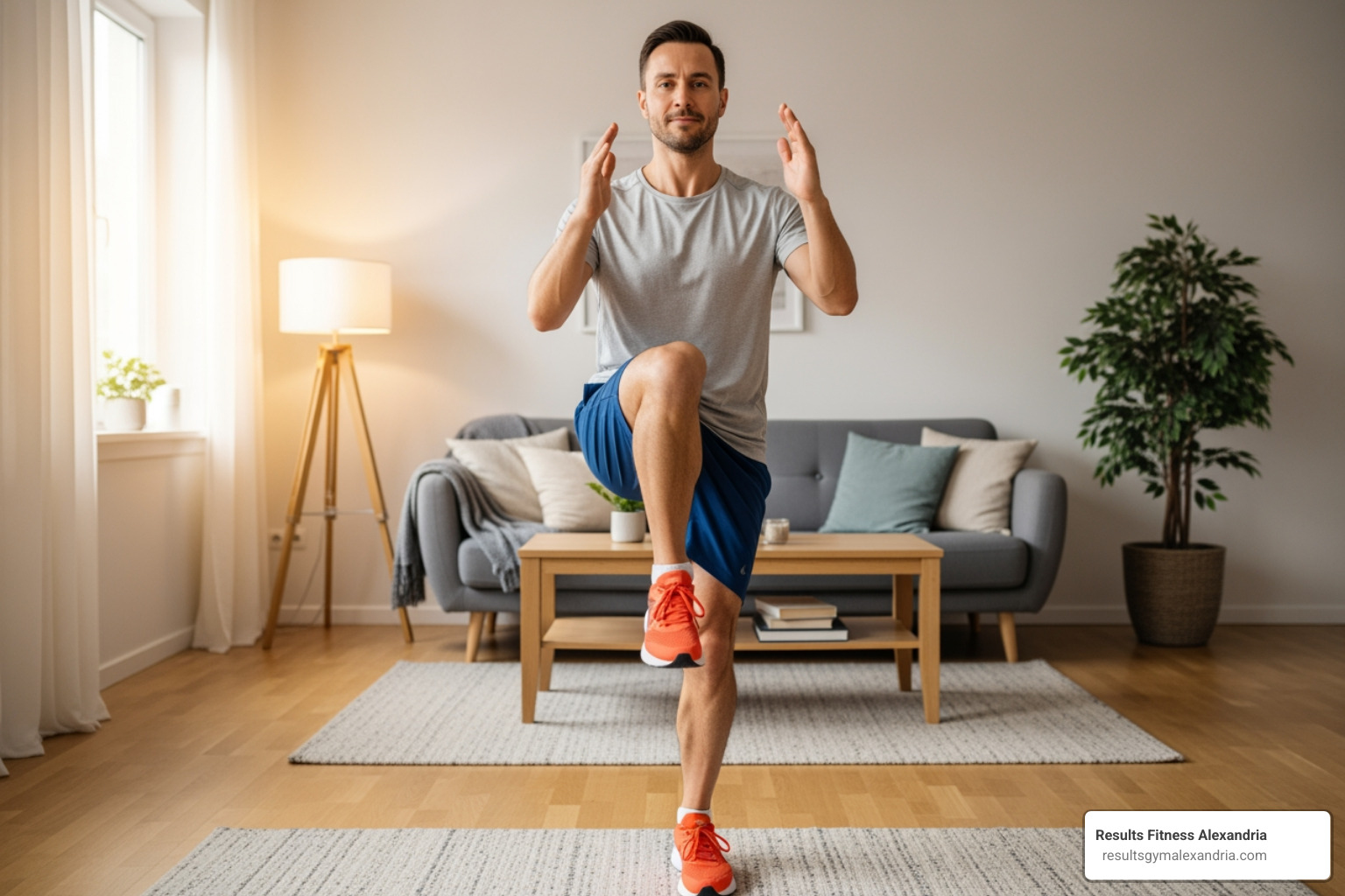 person doing high knees - cardio endurance training for beginners