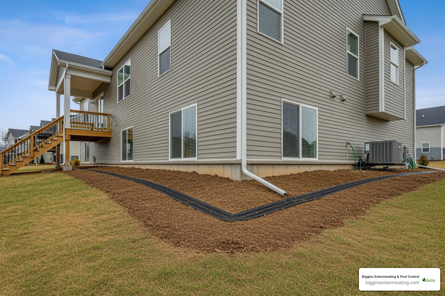 well-maintained home foundation clear of debris and moisture - Subterranean termite control