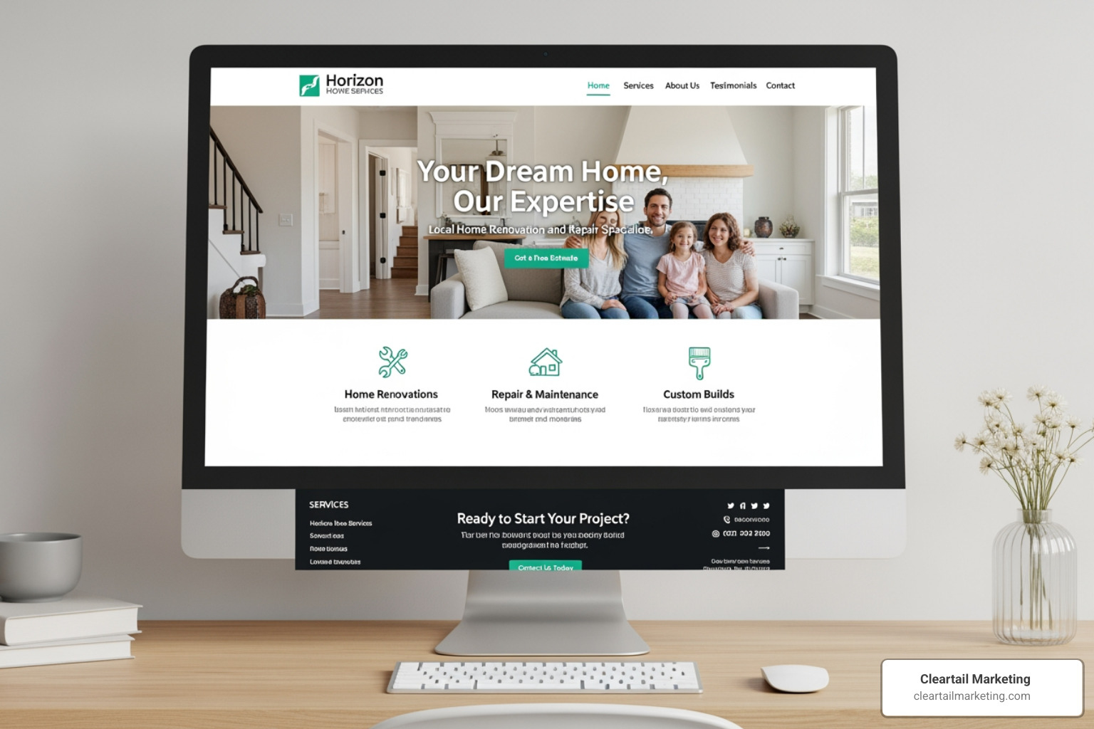 website homepage with key elements - web design local business