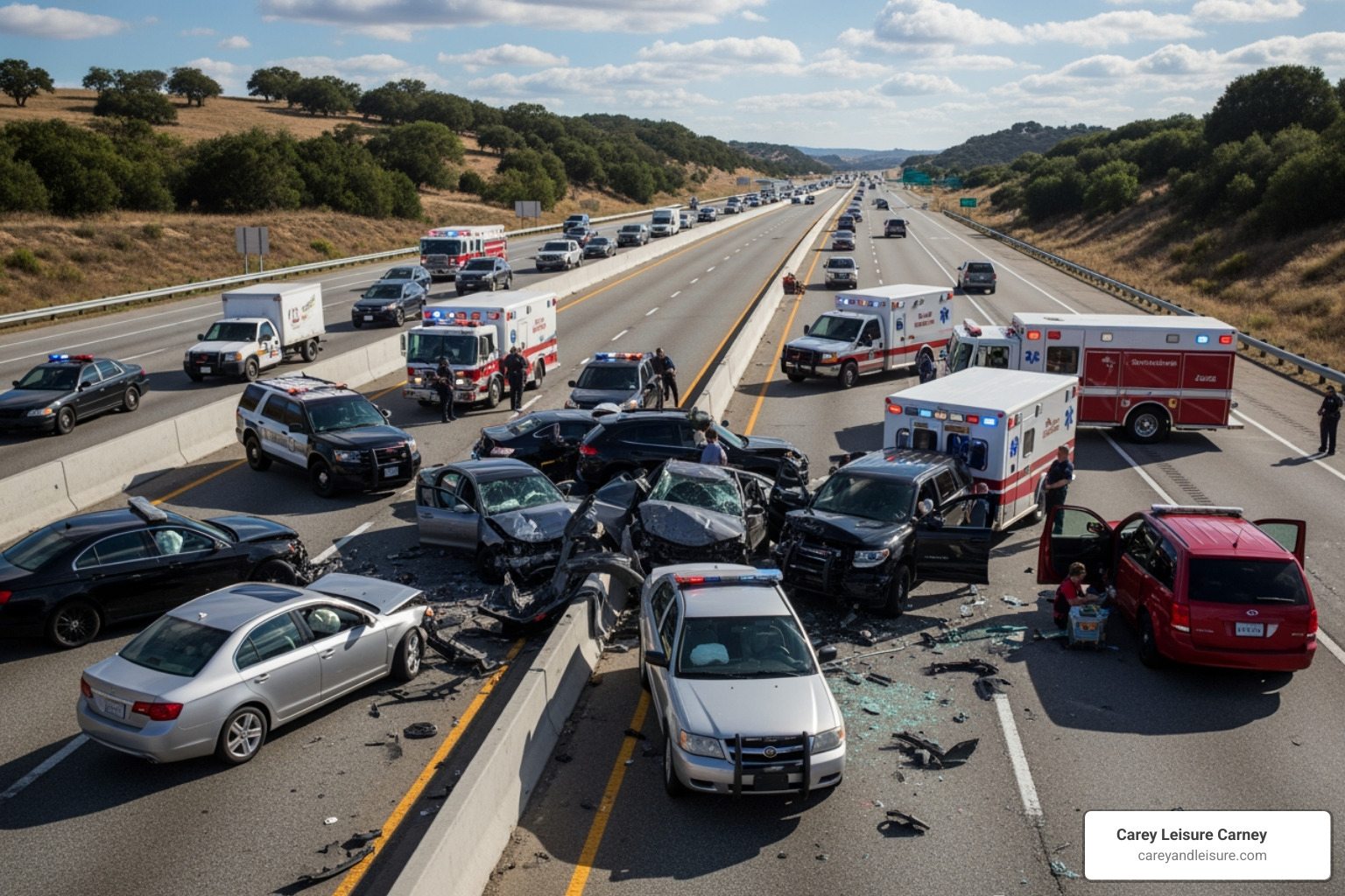 multi-vehicle car crash scene - lawyer for accident