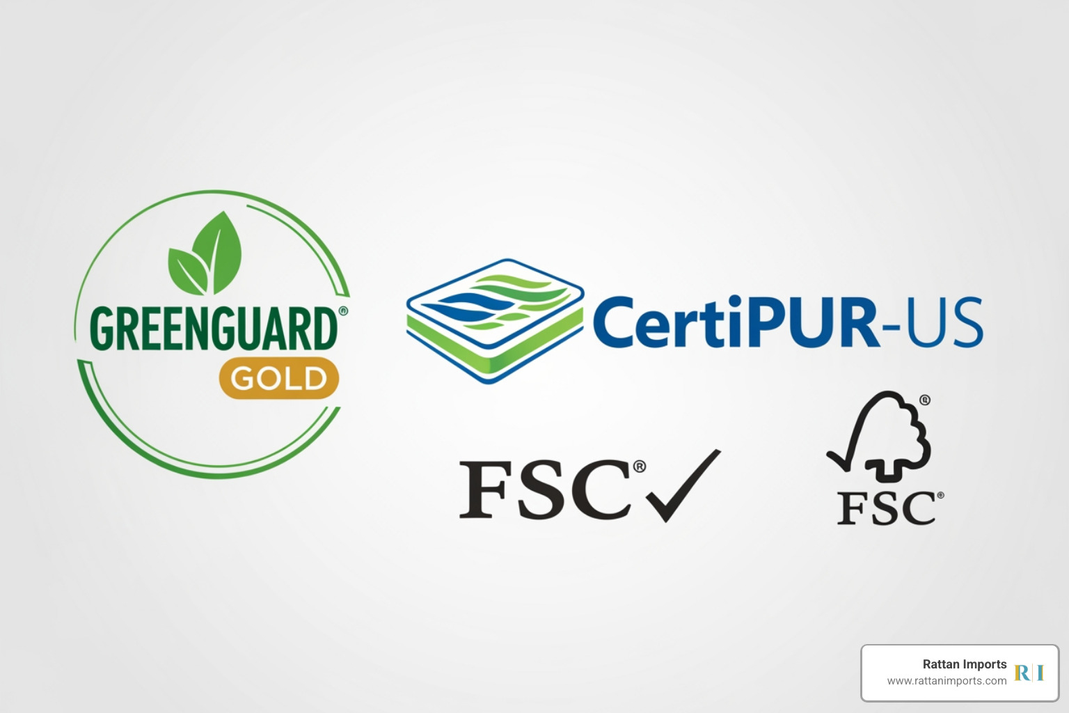 Logos for GREENGUARD Gold, CertiPUR-US, and FSC certifications - cream glider for nursery Logos for GREENGUARD Gold, CertiPUR-US, and FSC certifications - cream glider for nursery