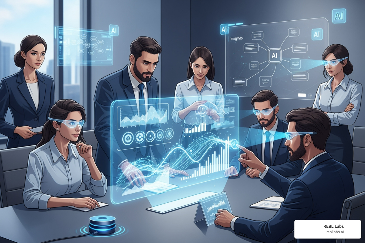 Consultant's dashboard with various AI-powered widgets for scheduling, research, and communication - AI tools for consultants