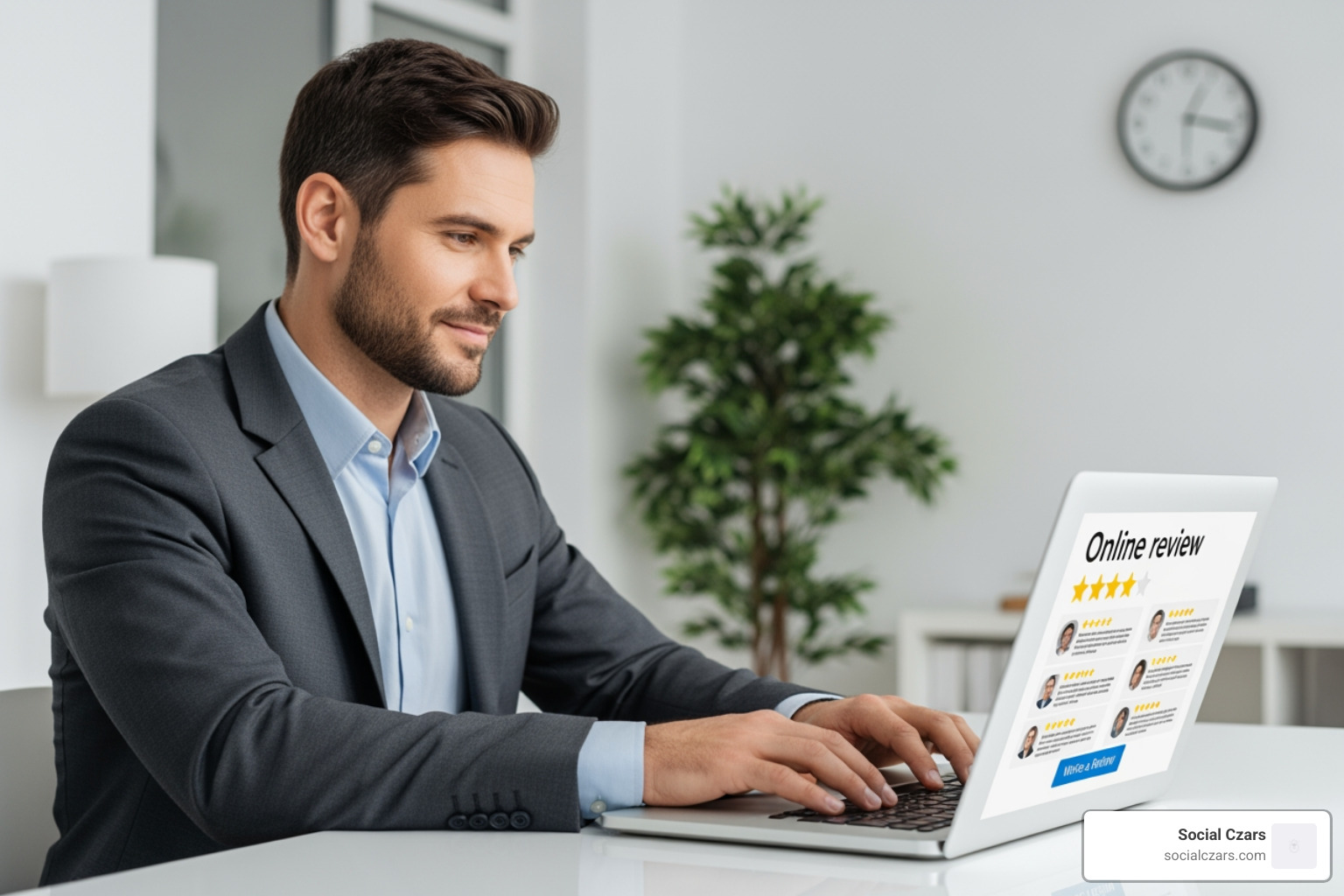 business owner calmly responding to a negative online review - how to remove 1 star reviews google