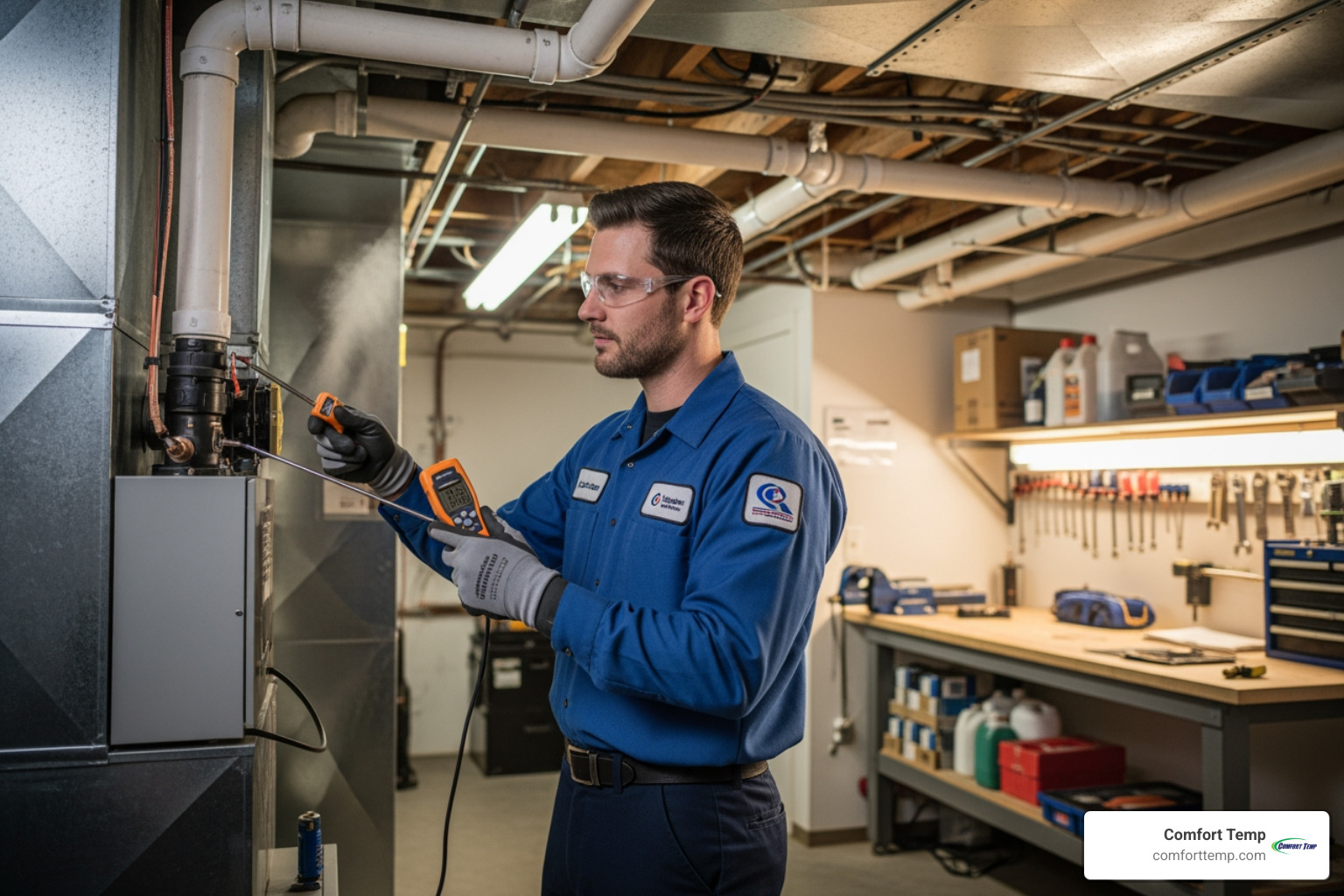 professional technician inspecting whole-house humidifier - humidifier repair Jacksonville professional technician inspecting whole-house humidifier - humidifier repair Jacksonville