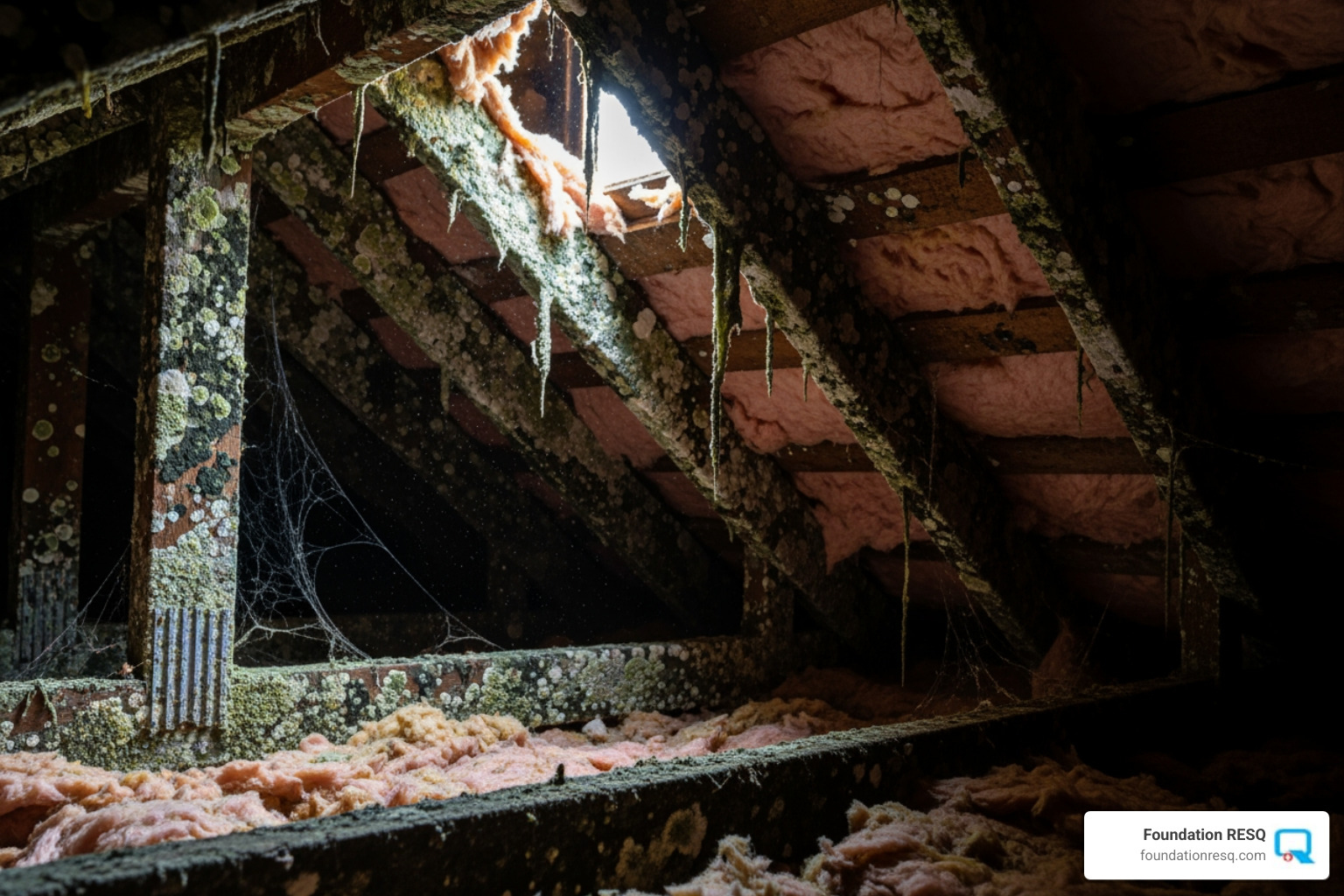 Mold growing in an attic space - home mold remediation cost